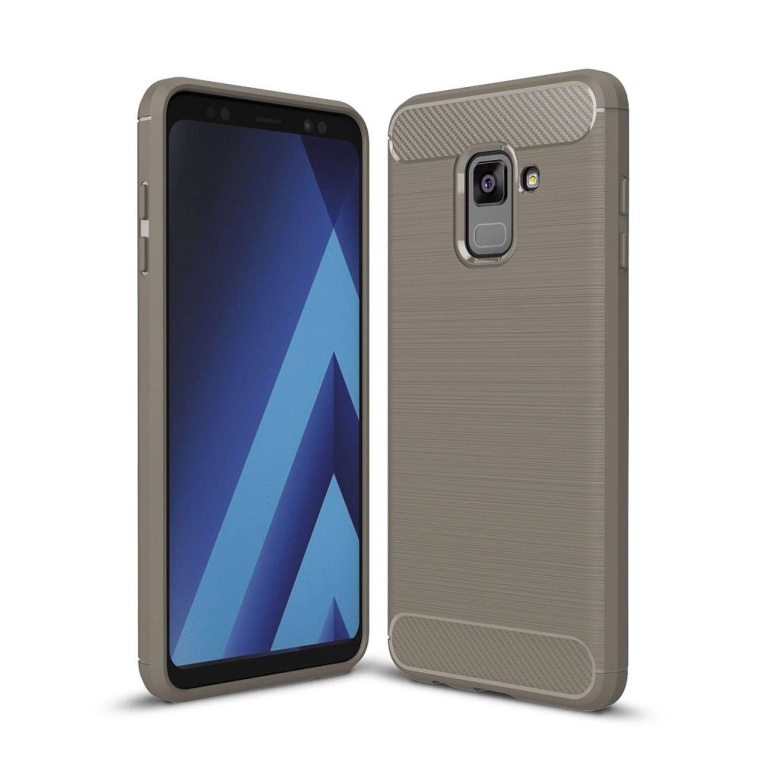 Samsung Galaxy A8 Plus (2018) Handyhülle Carbon Optik Backcover Grau