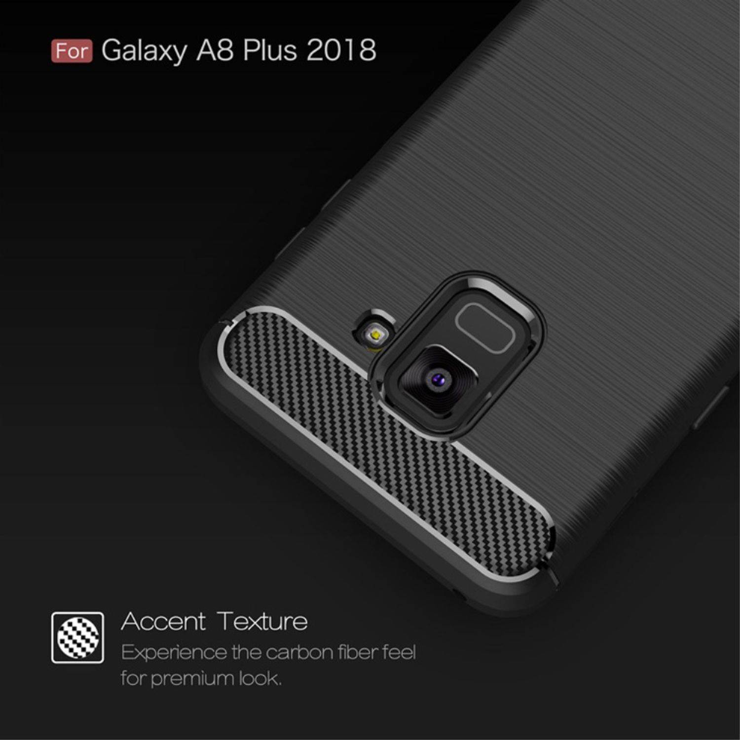 Samsung Galaxy A8 Plus (2018) Handyhülle Carbon Optik Backcover Grau