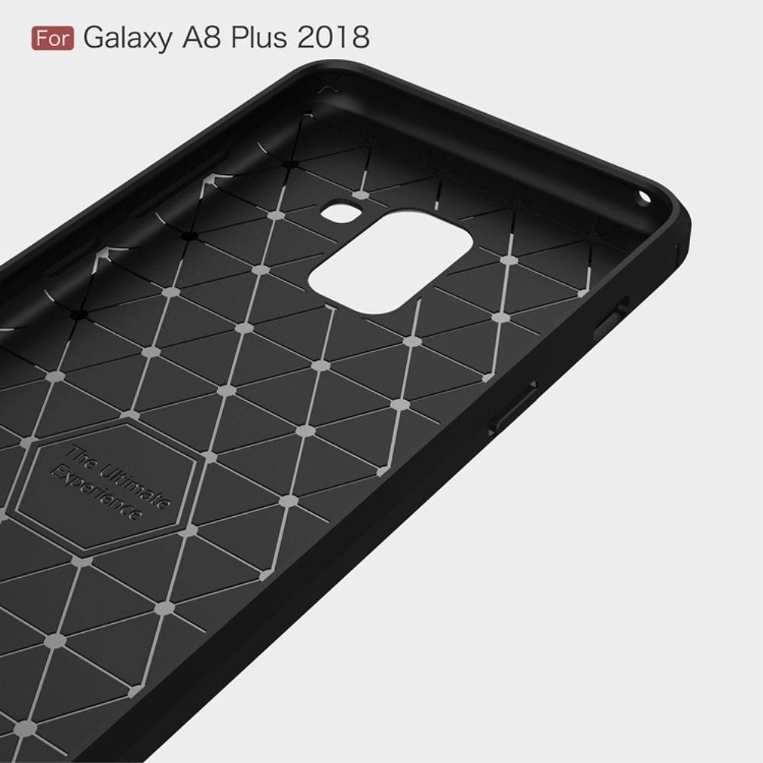 Samsung Galaxy A8 Plus (2018) Handyhülle Carbon Optik Backcover Grau