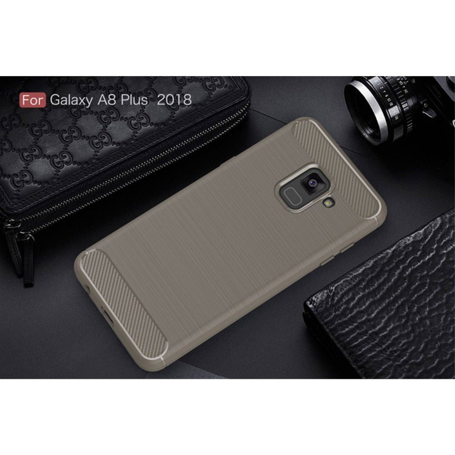 Samsung Galaxy A8 Plus (2018) Handyhülle Carbon Optik Backcover Grau