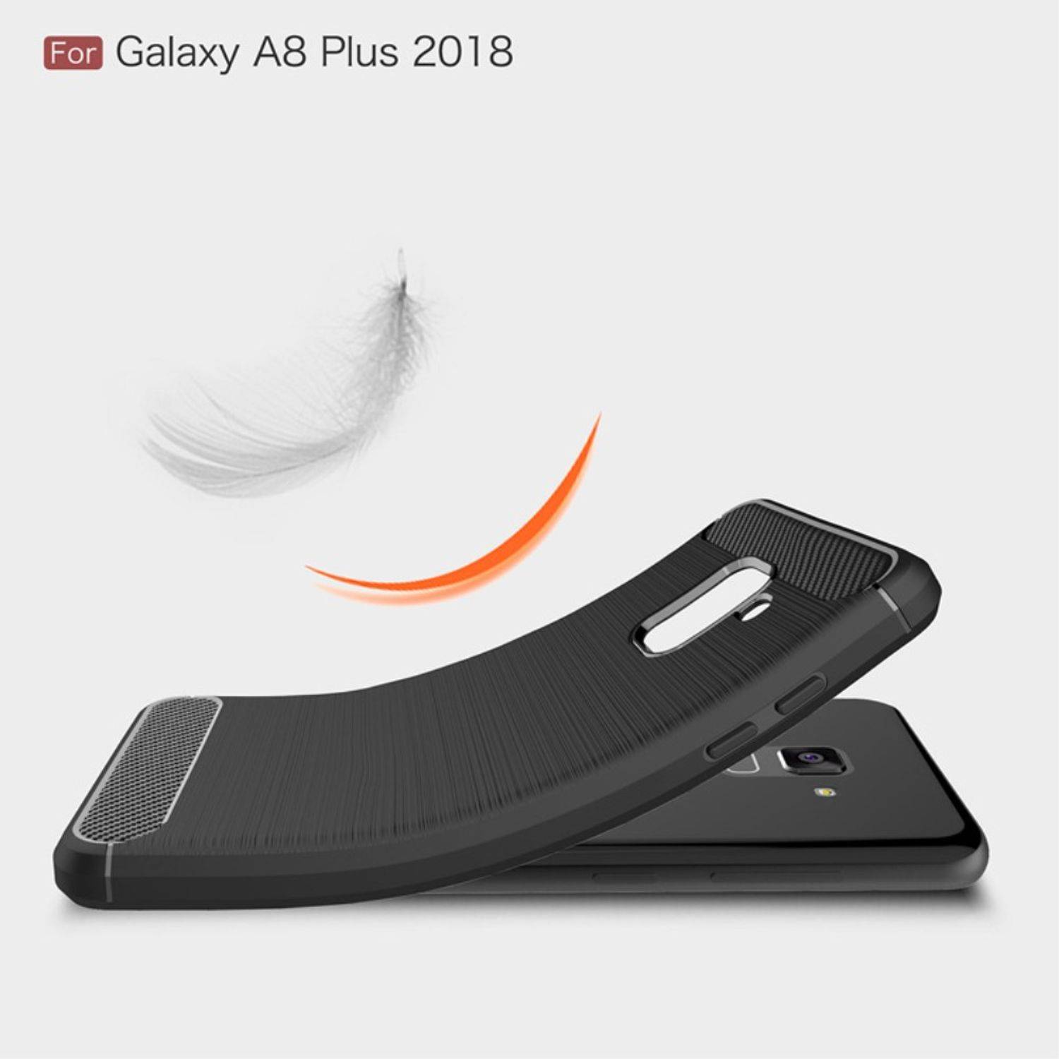 Samsung Galaxy A8 Plus (2018) Handyhülle Carbon Optik Backcover Grau