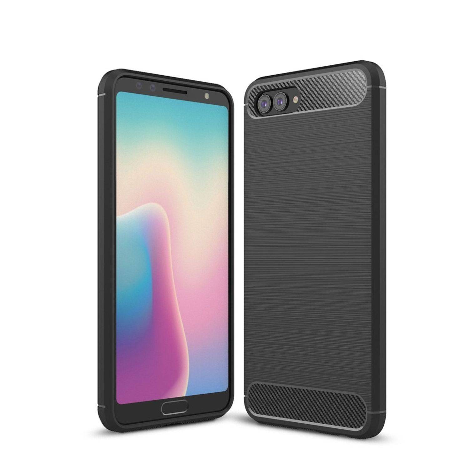 Huawei Nova 2s Handyhülle Carbon Optik Backcover Schwarz