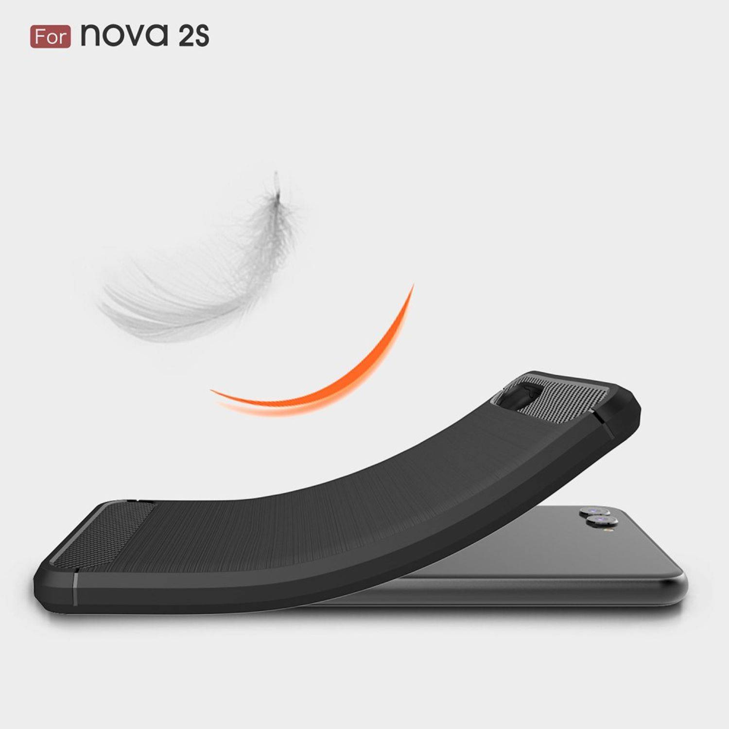 Huawei Nova 2s Handyhülle Carbon Optik Backcover Schwarz