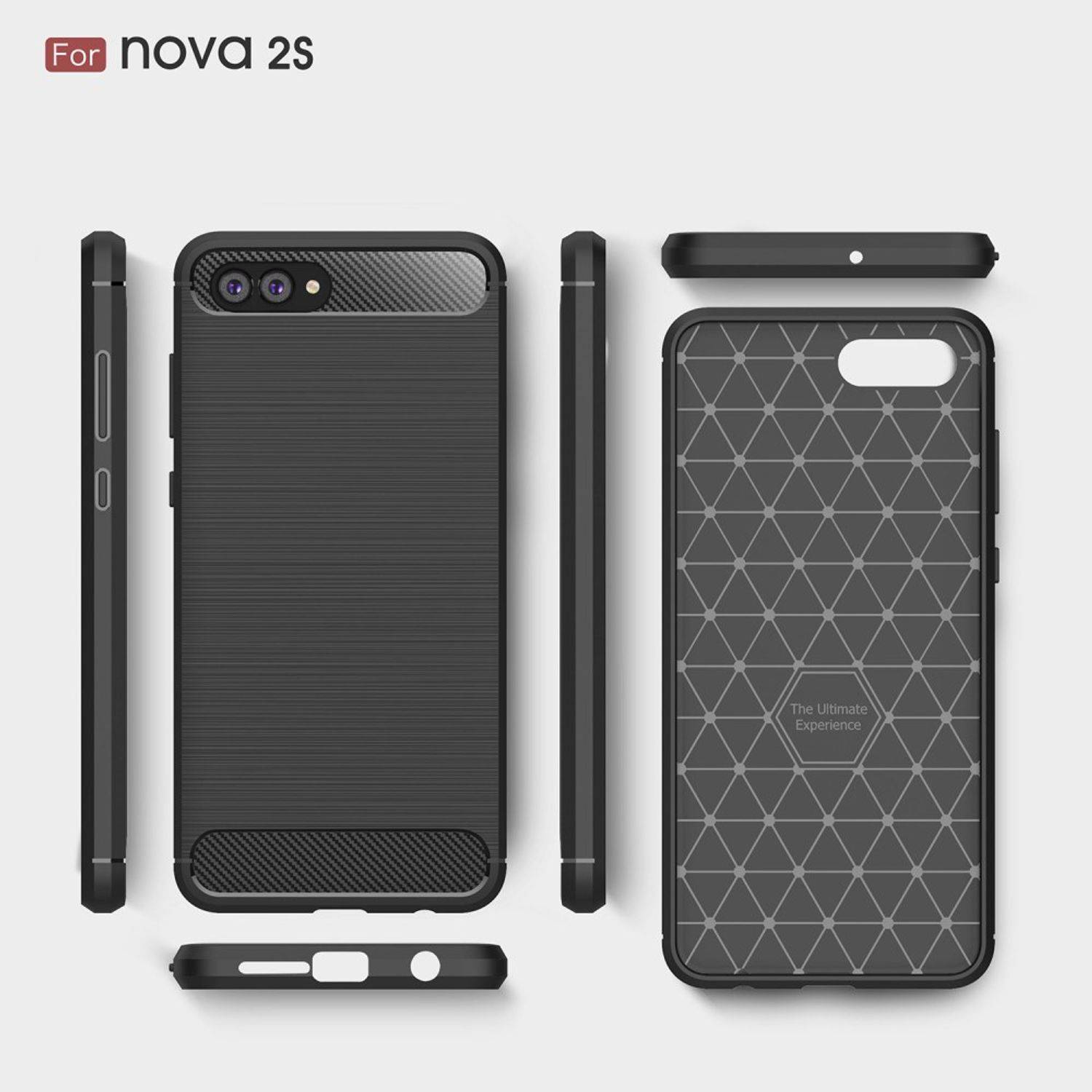 Huawei Nova 2s Handyhülle Carbon Optik Backcover Schwarz