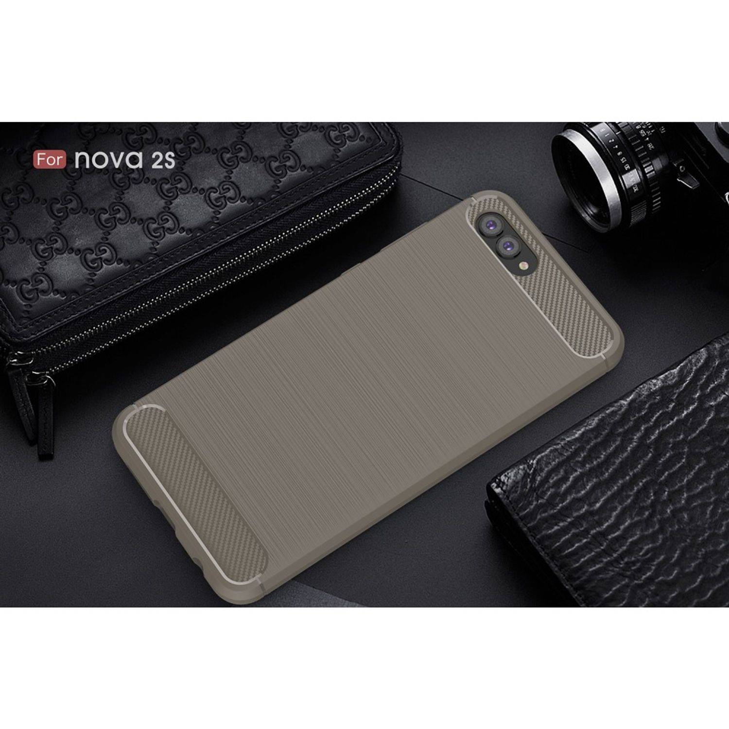 Huawei Nova 2s Handyhülle Carbon Optik Backcover Grau