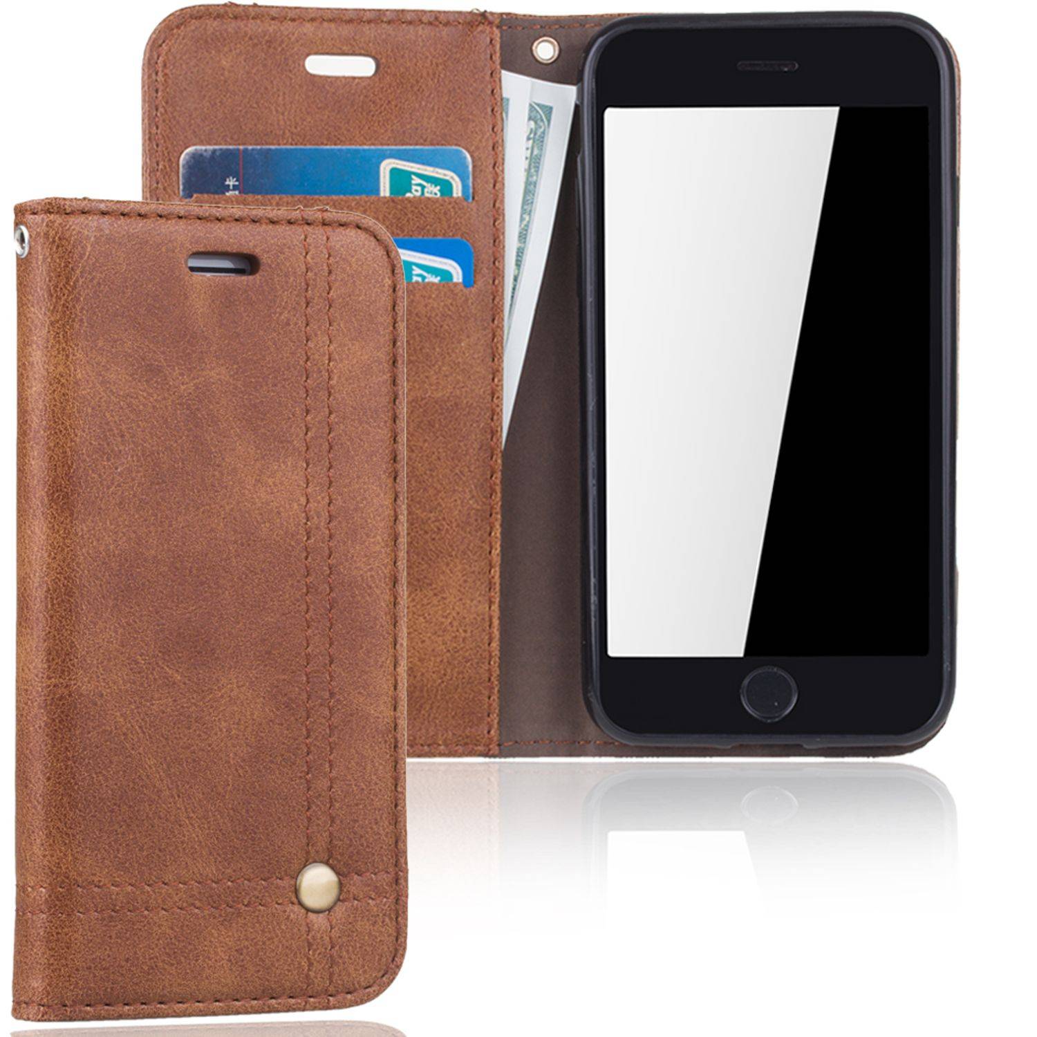 Apple iPhone 6 / 6s Handyhülle Bookcover Braun