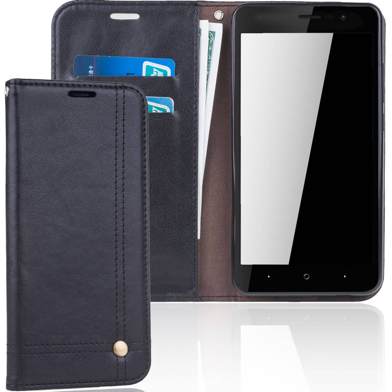 Wiko Lenny 4 Handyhülle Bookcover Schwarz