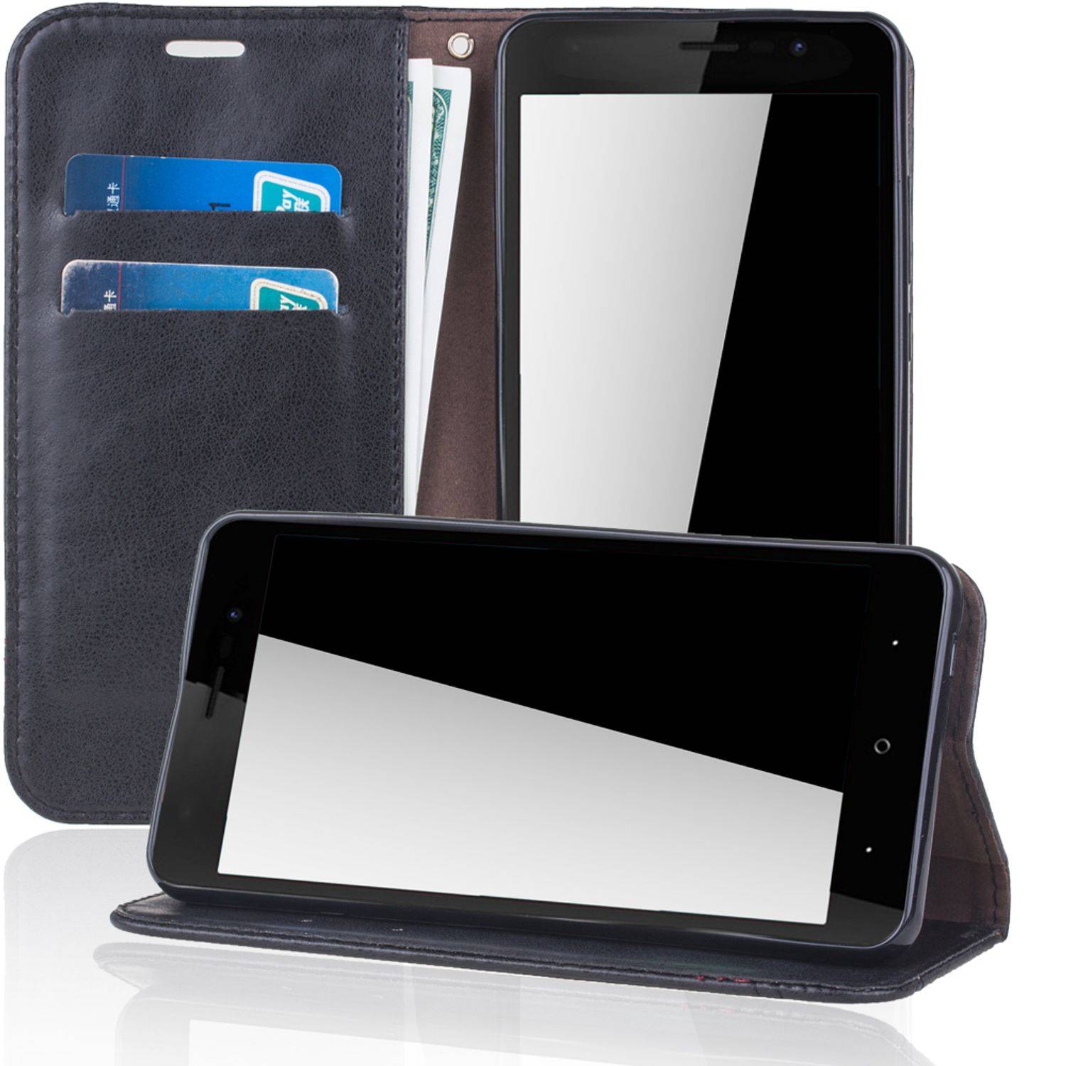 Wiko Lenny 4 Handyhülle Bookcover Schwarz