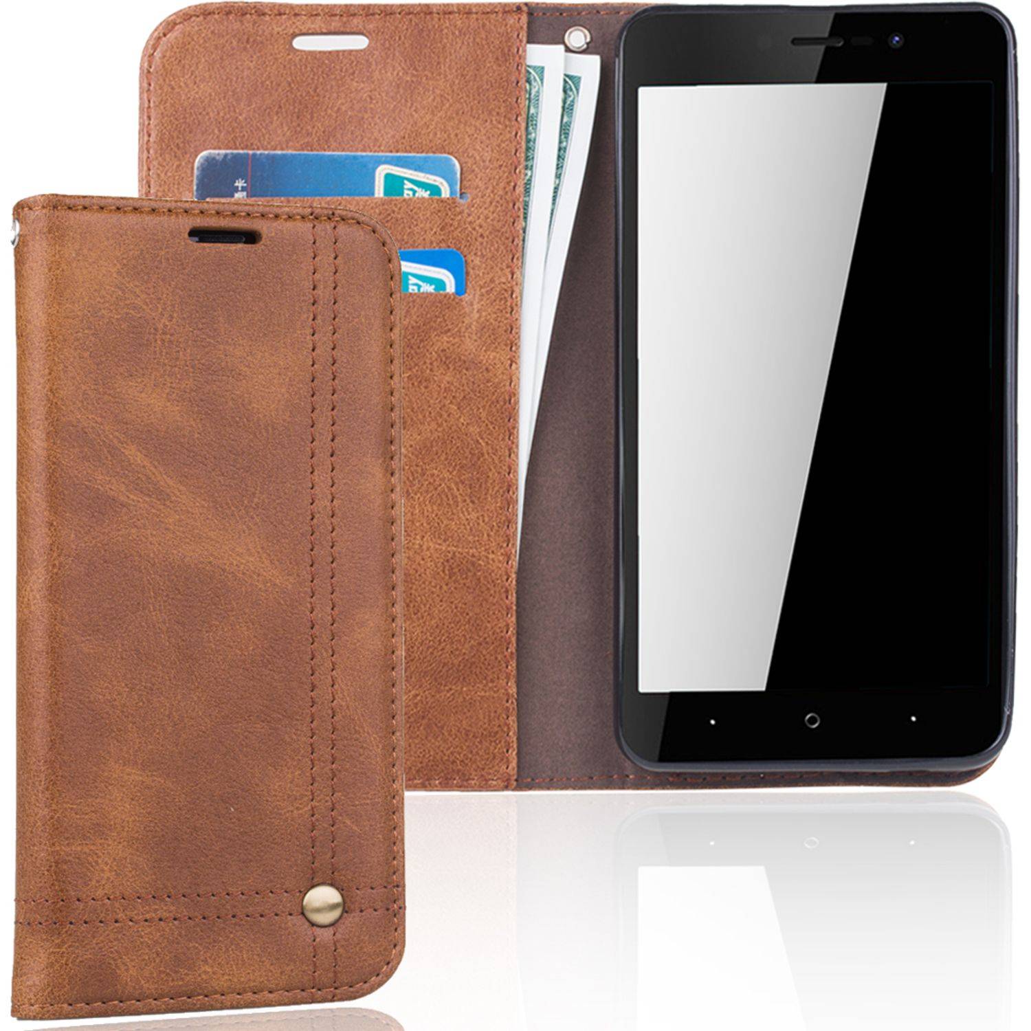 Wiko Lenny 4 Plus Handyhülle Bookcover Braun