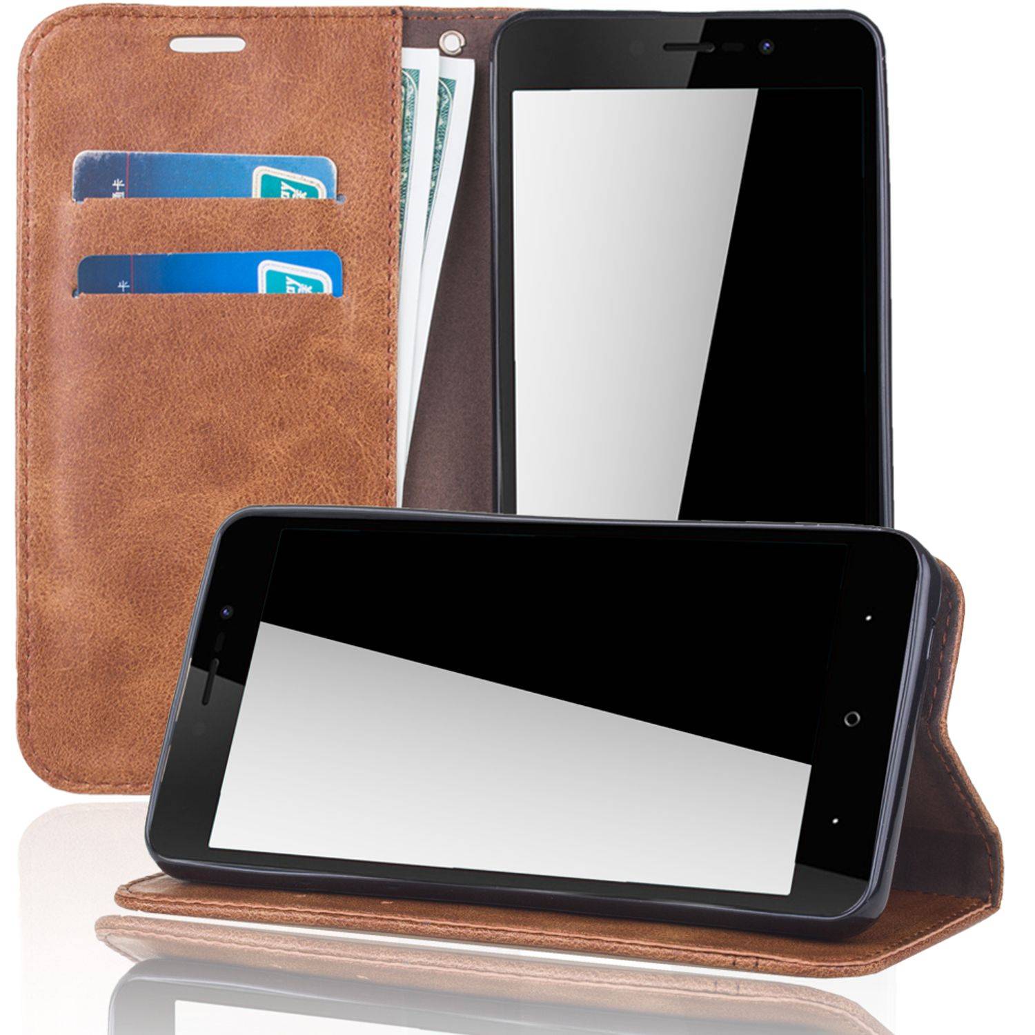 Wiko Lenny 4 Plus Handyhülle Bookcover Braun