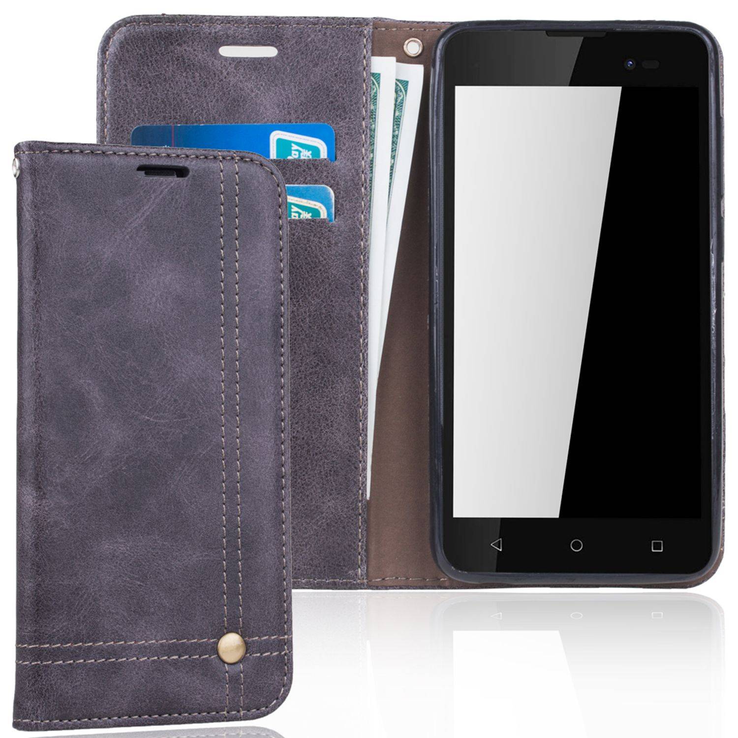 Wiko Sunny 2 Plus Handyhülle Bookcover Grau