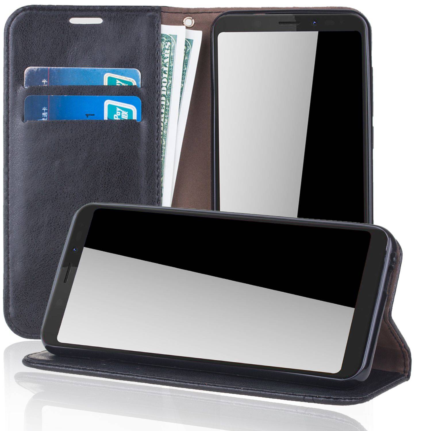 Wiko View Handyhülle Bookcover Schwarz