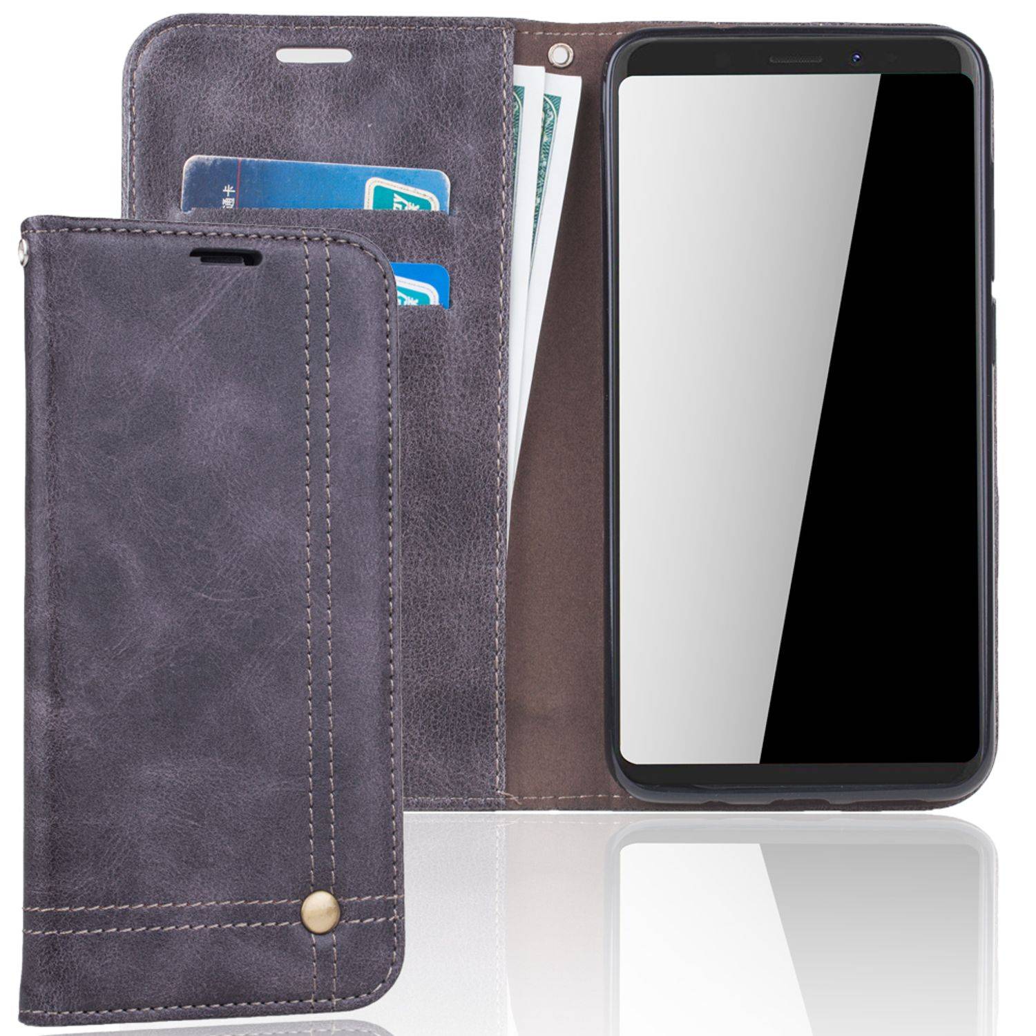 Wiko View XL Handyhülle Bookcover Grau