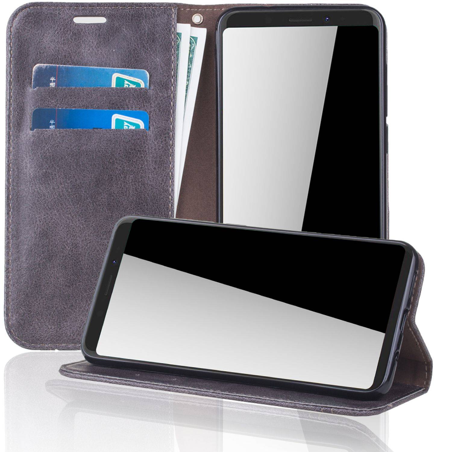 Wiko View XL Handyhülle Bookcover Grau
