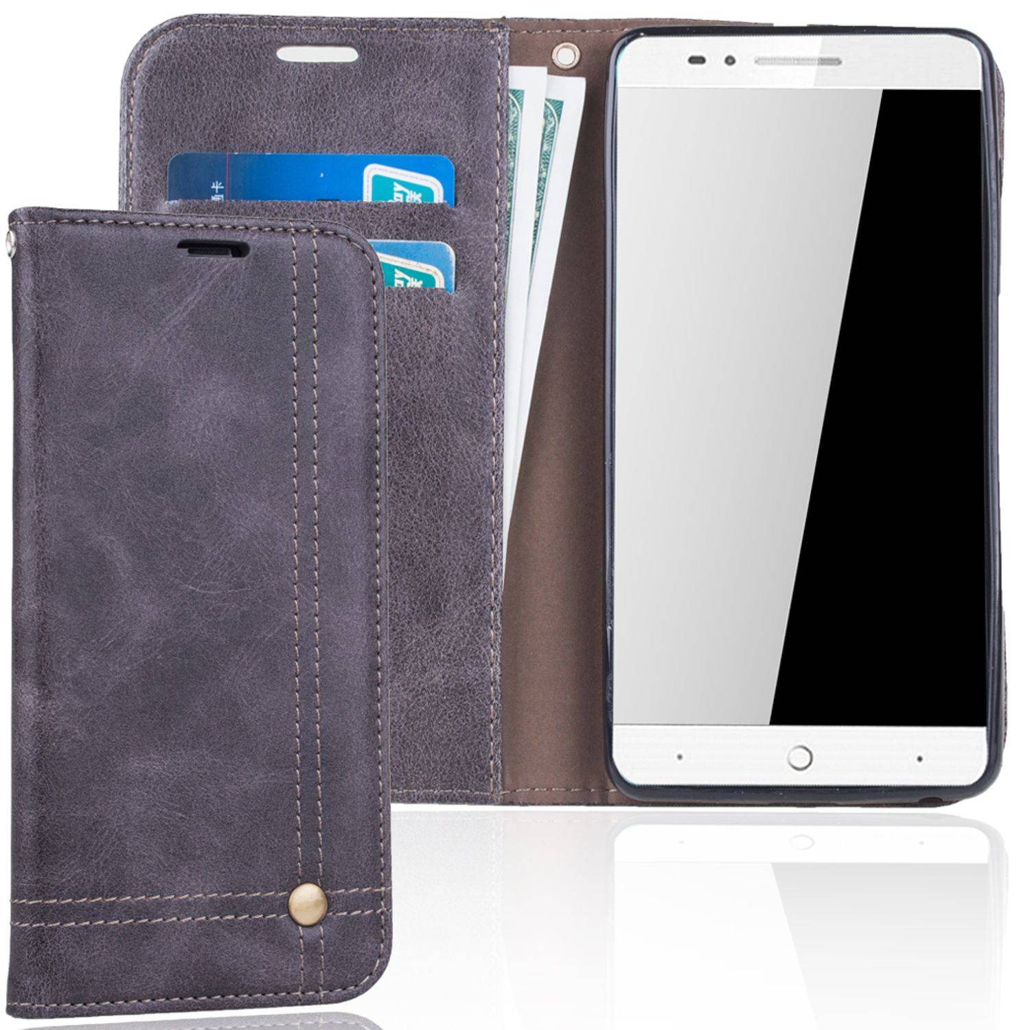 ZTE Blade L7 Handyhülle Bookcover Grau