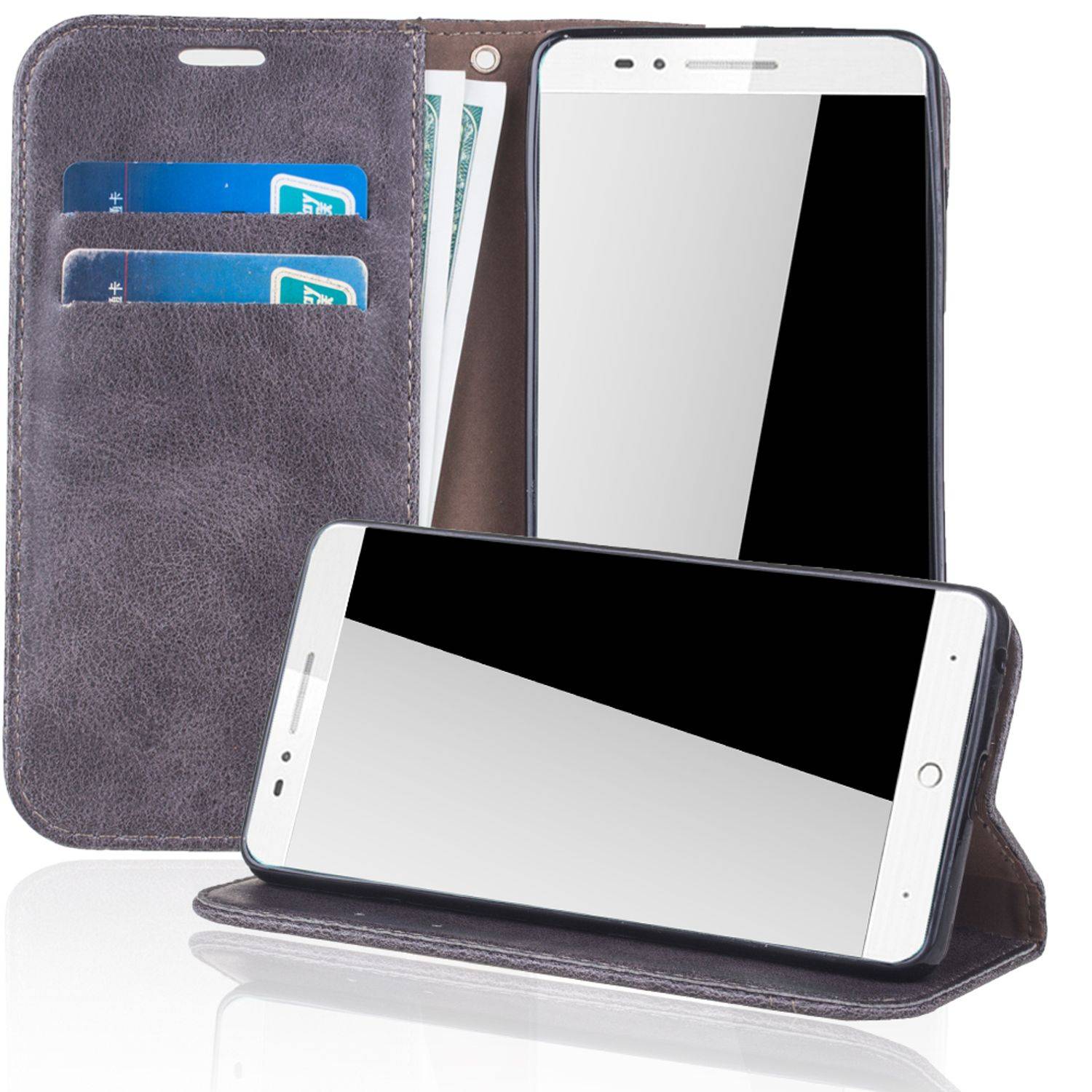 ZTE Blade L7 Handyhülle Bookcover Grau