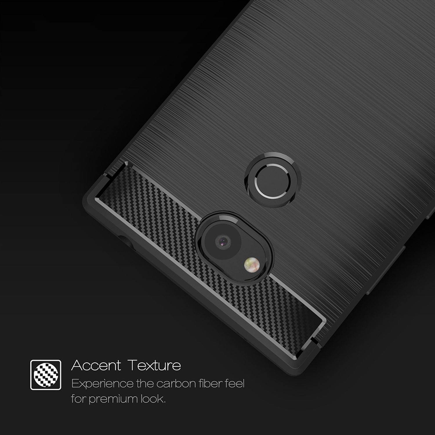 Sony Xperia L2 Handyhülle Carbon Optik Backcover Schwarz