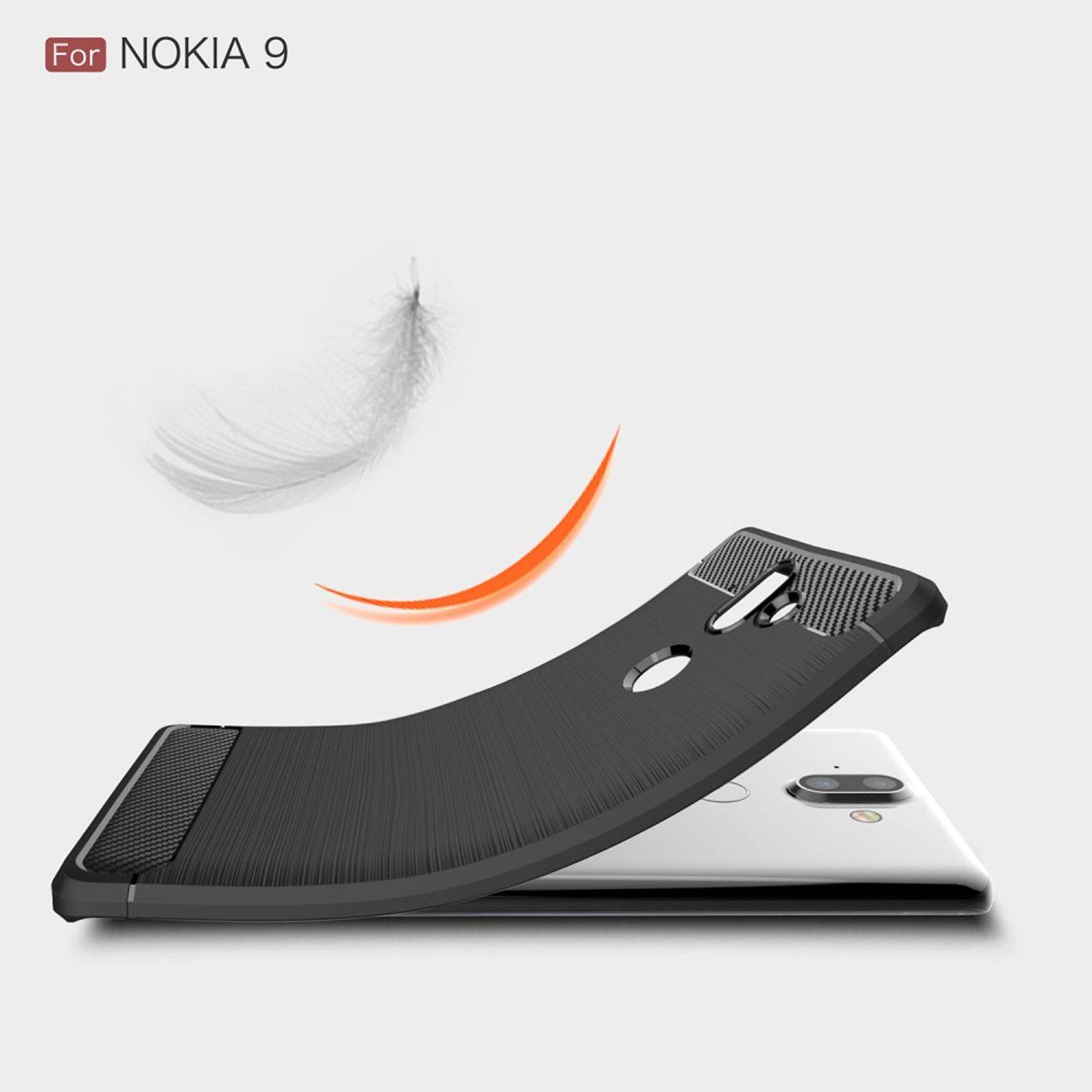 Nokia 9 Handyhülle Carbon Optik Backcover Blau