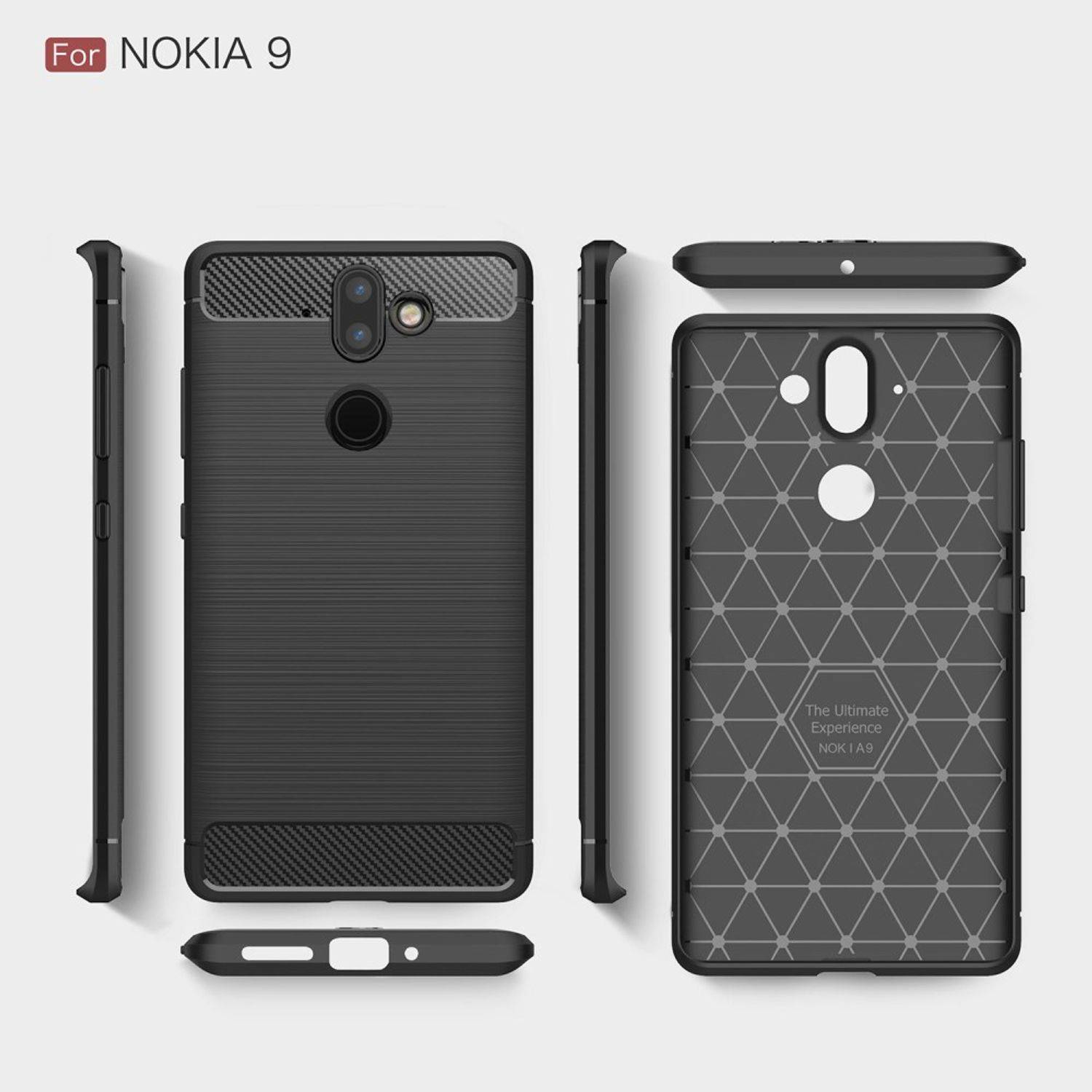 Nokia 9 Handyhülle Carbon Optik Backcover Blau