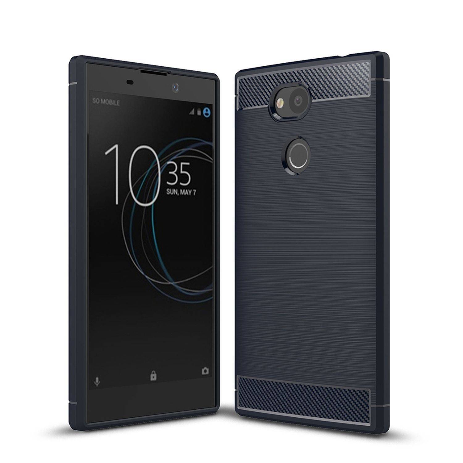 Sony Xperia L2 Handyhülle Carbon Optik Backcover Blau