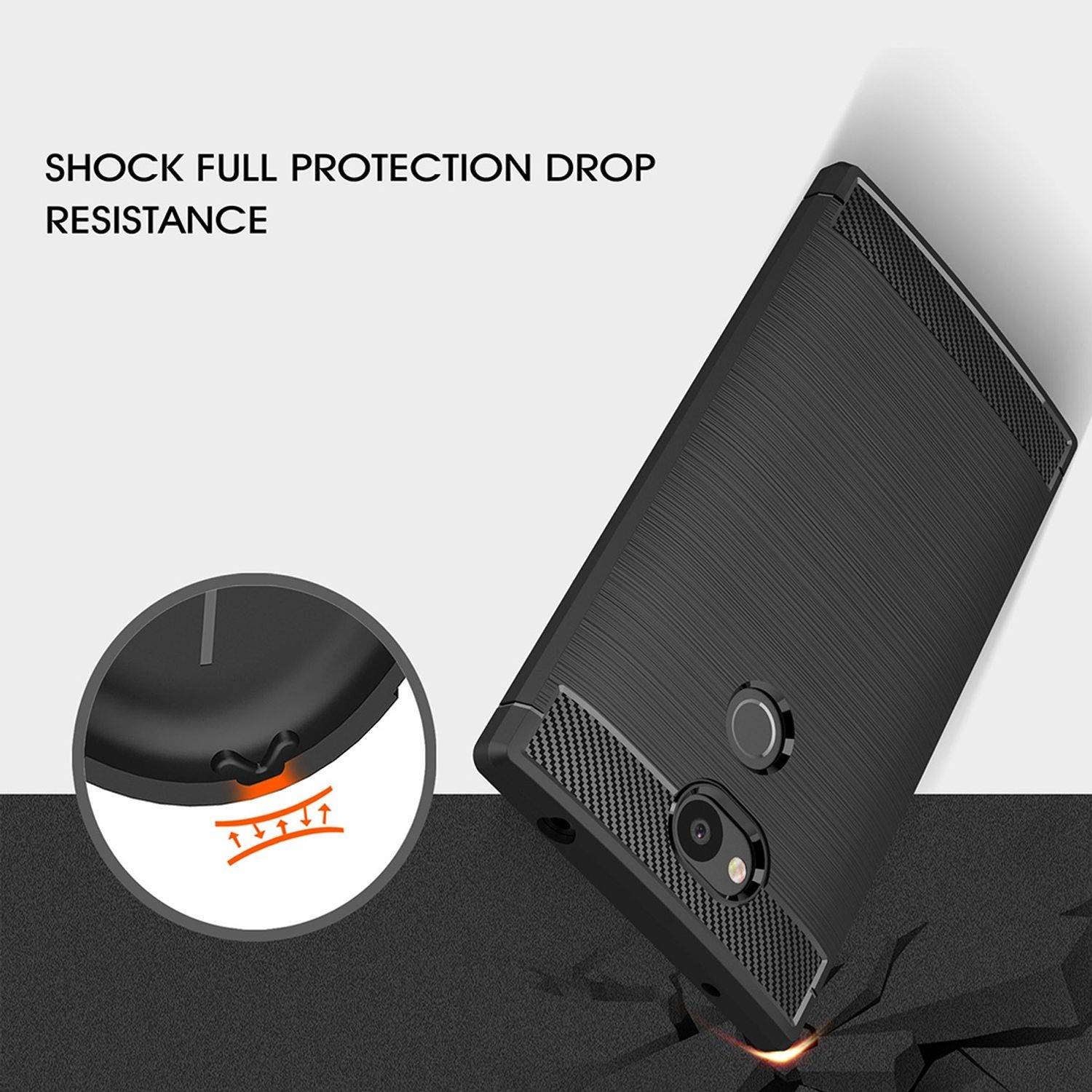 Sony Xperia L2 Handyhülle Carbon Optik Backcover Blau