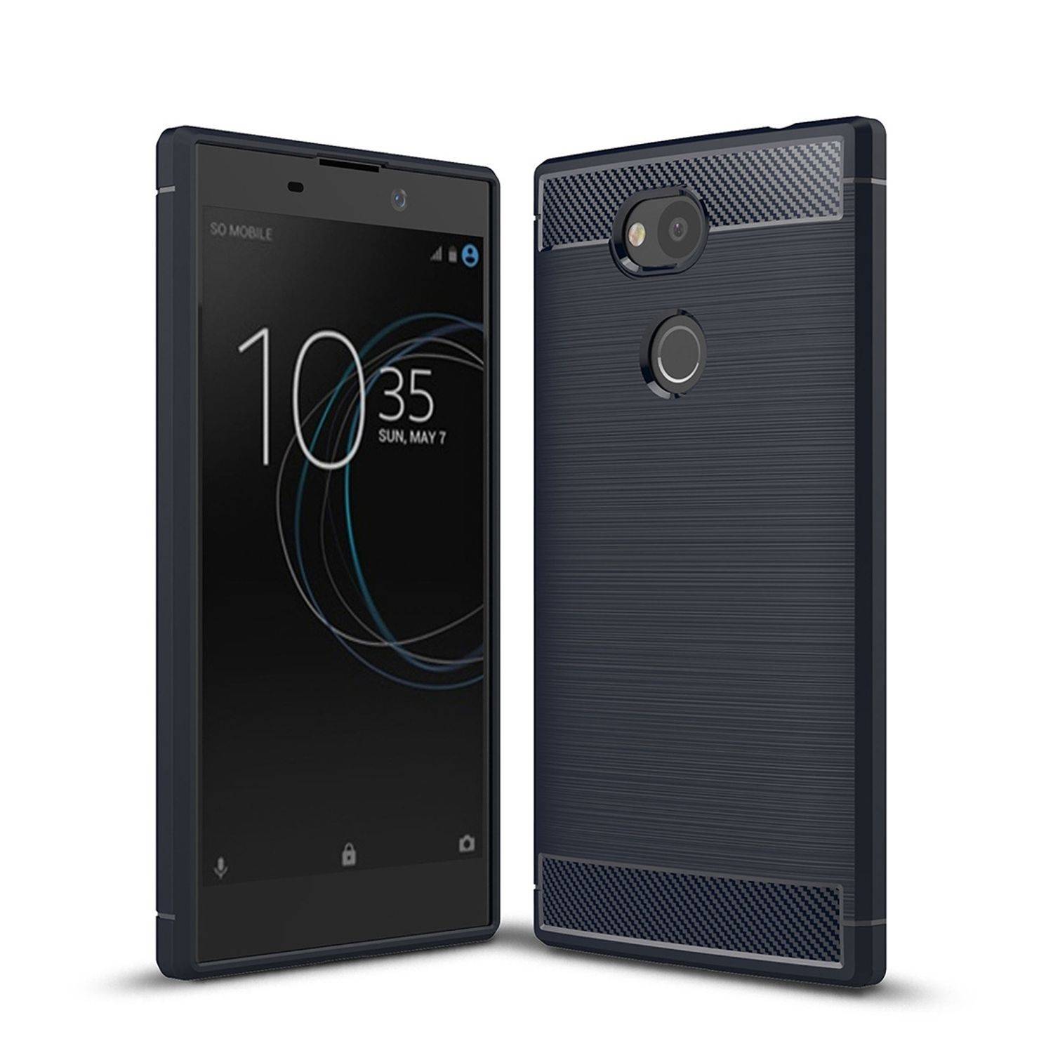 Sony Xperia L2 Handyhülle Carbon Optik Backcover Blau