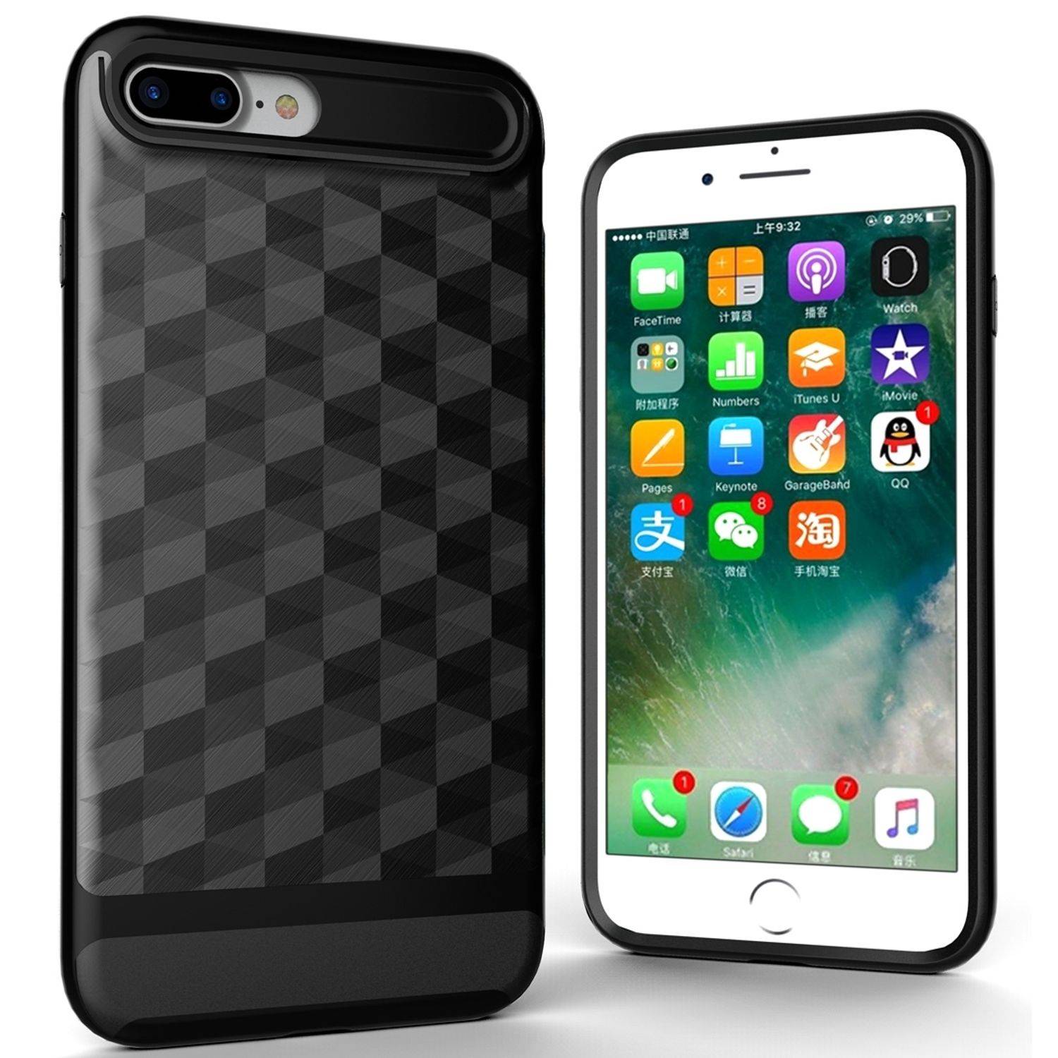 Apple iPhone 7 Plus / 8 Plus Handyhülle Backcover Schwarz
