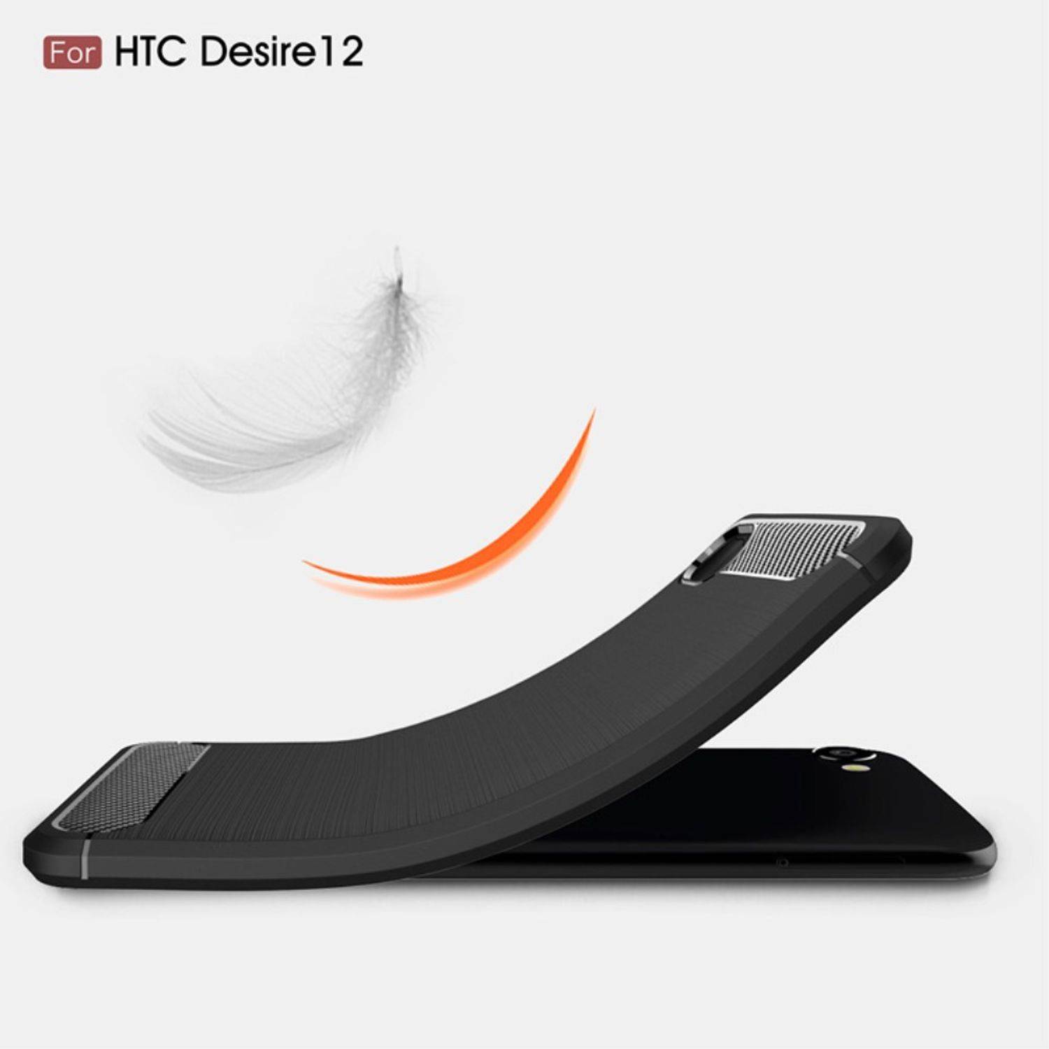 HTC Desire 12 Handyhülle Carbon Optik Backcover Schwarz