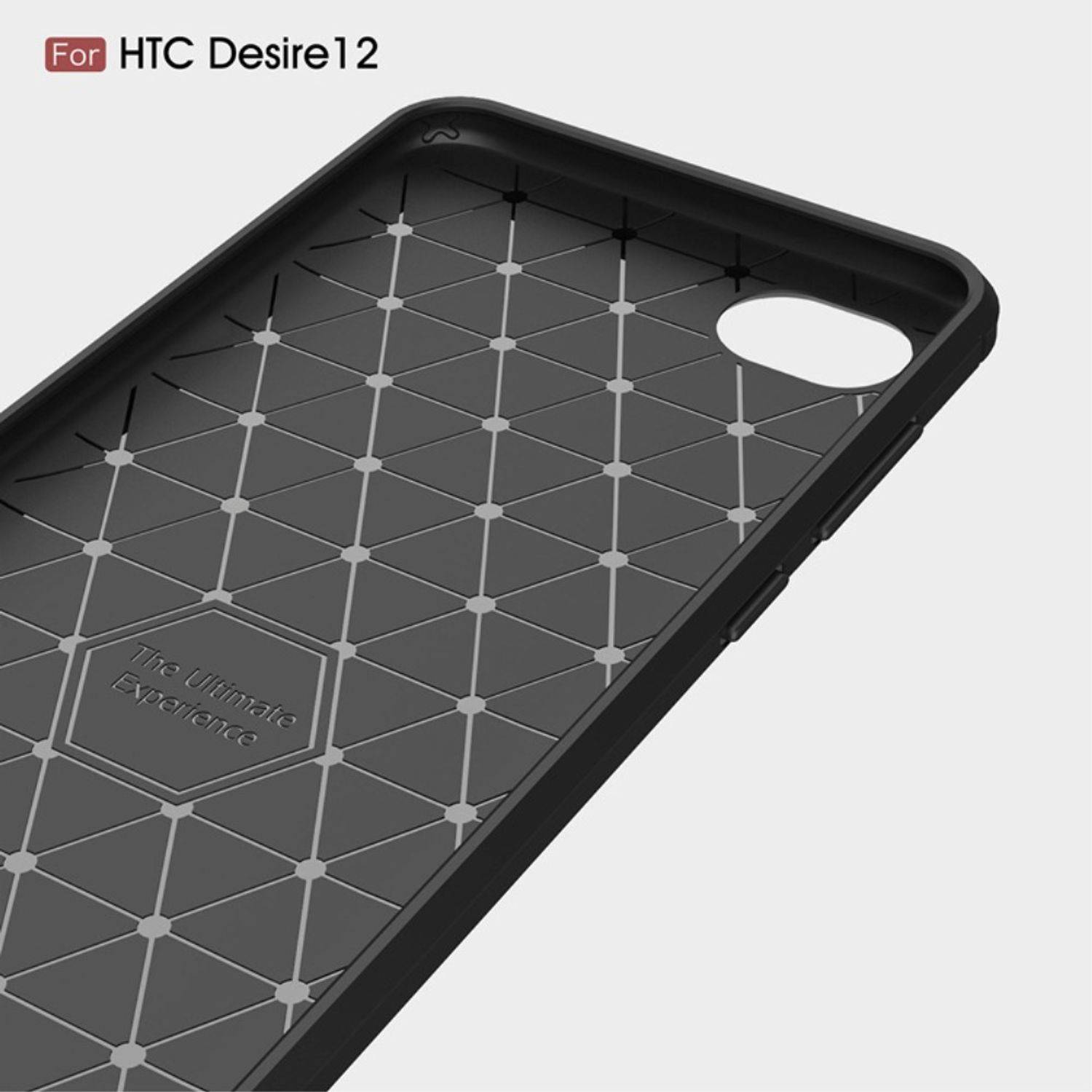 HTC Desire 12 Handyhülle Carbon Optik Backcover Schwarz