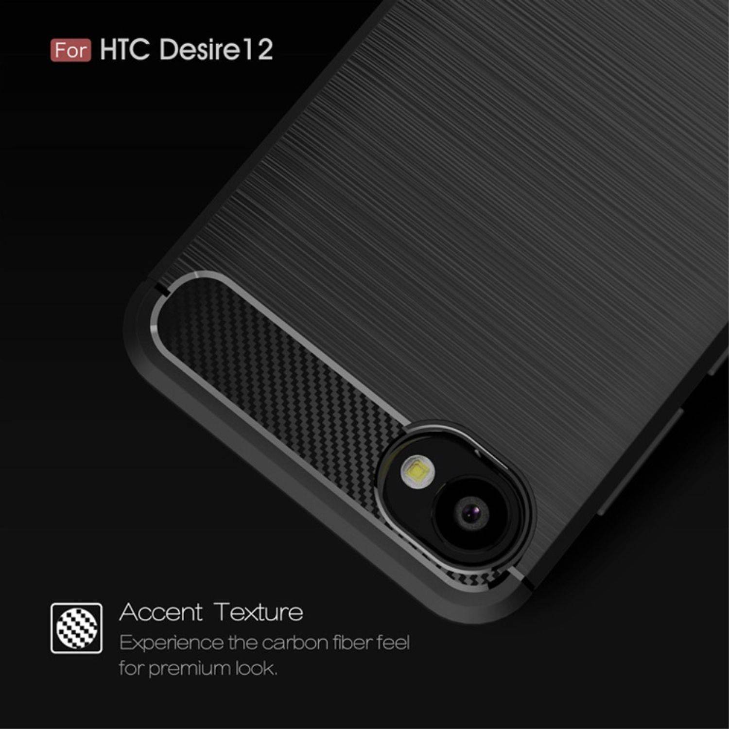 HTC Desire 12 Handyhülle Carbon Optik Backcover Schwarz