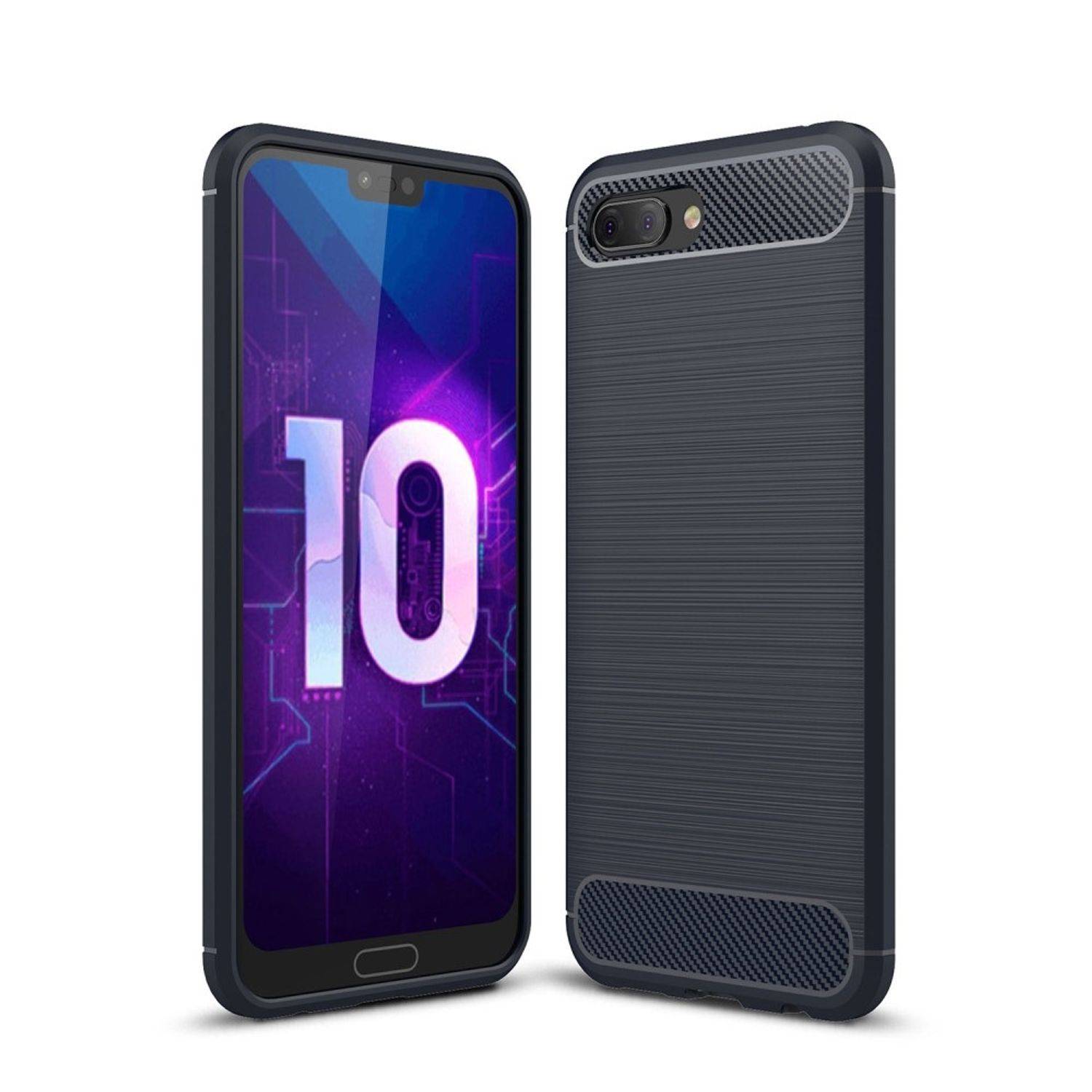 Huawei Honor 10 Lite Handyhülle Carbon Optik Backcover Blau