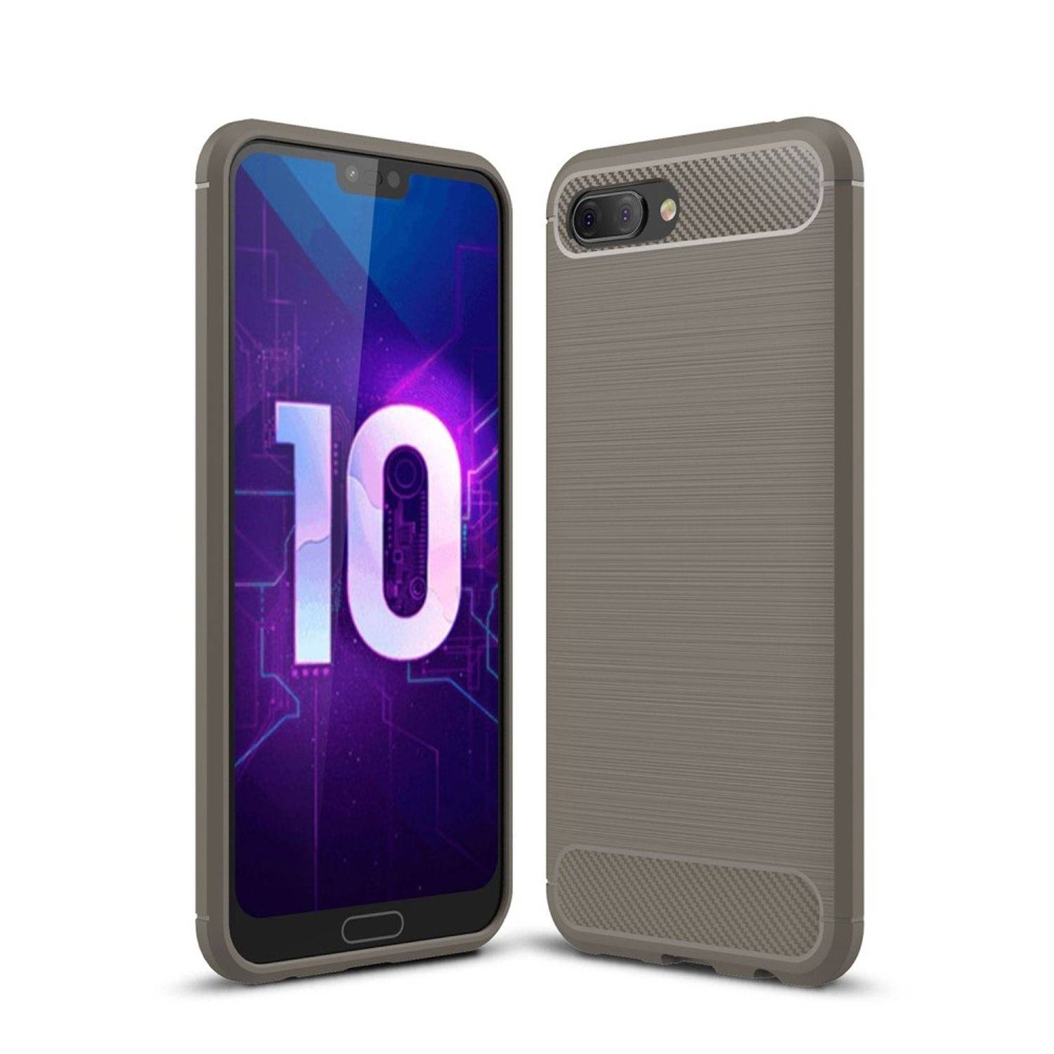 Huawei Honor 10 Lite Handyhülle Carbon Optik Backcover Grau