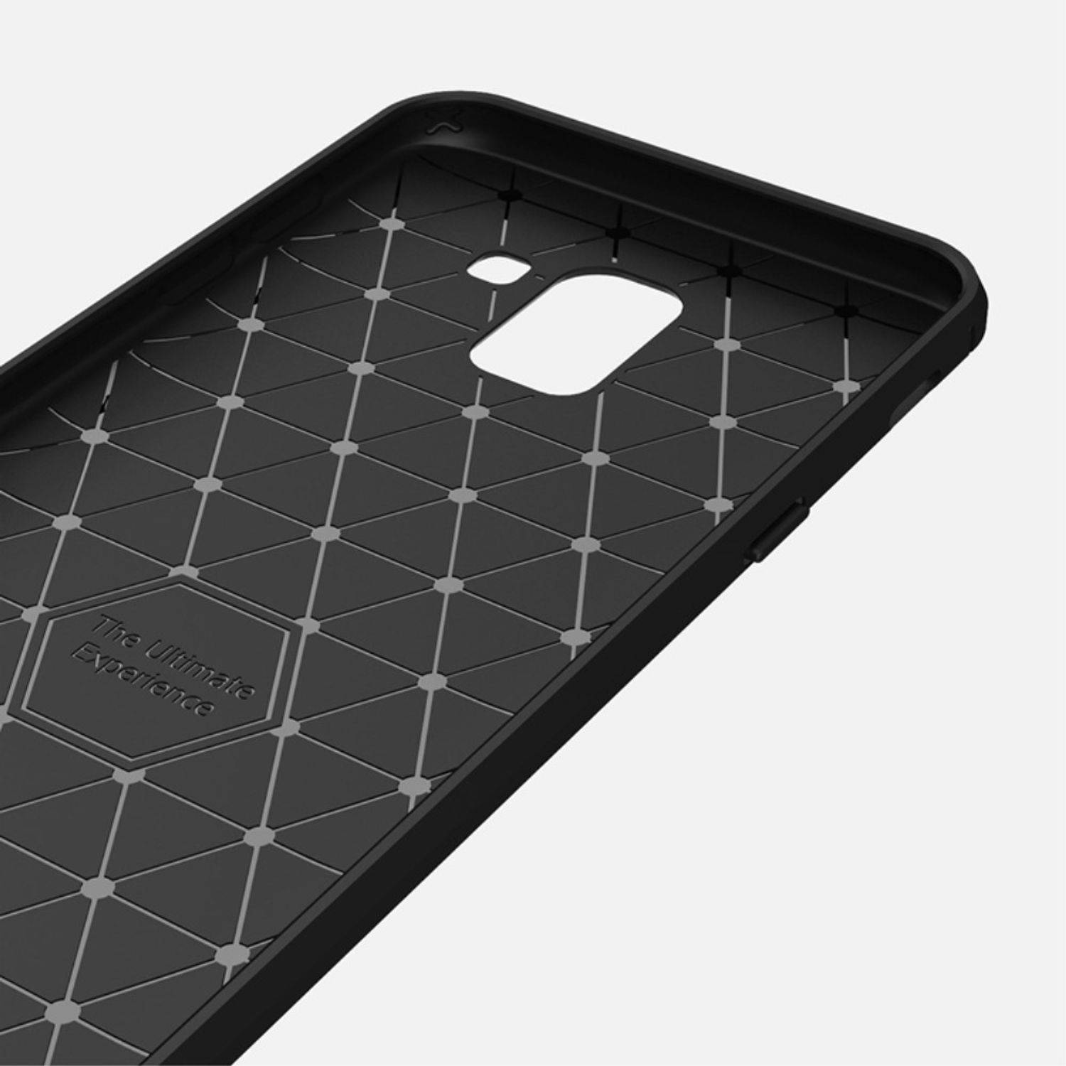 Samsung Galaxy J6 Handyhülle Carbon Optik Backcover Grau