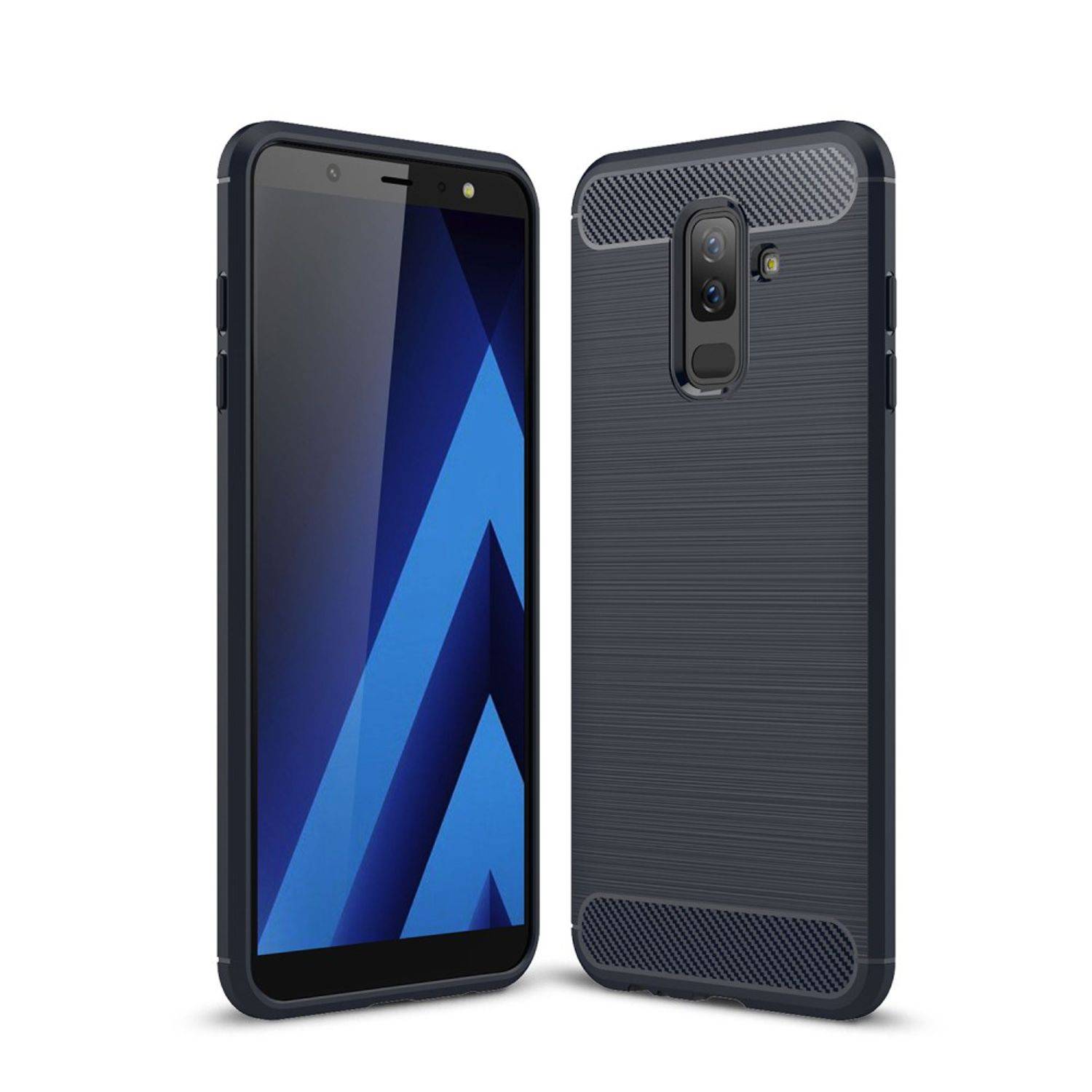 Samsung Galaxy A6 Plus (2018) Handyhülle Carbon Optik Backcover Blau