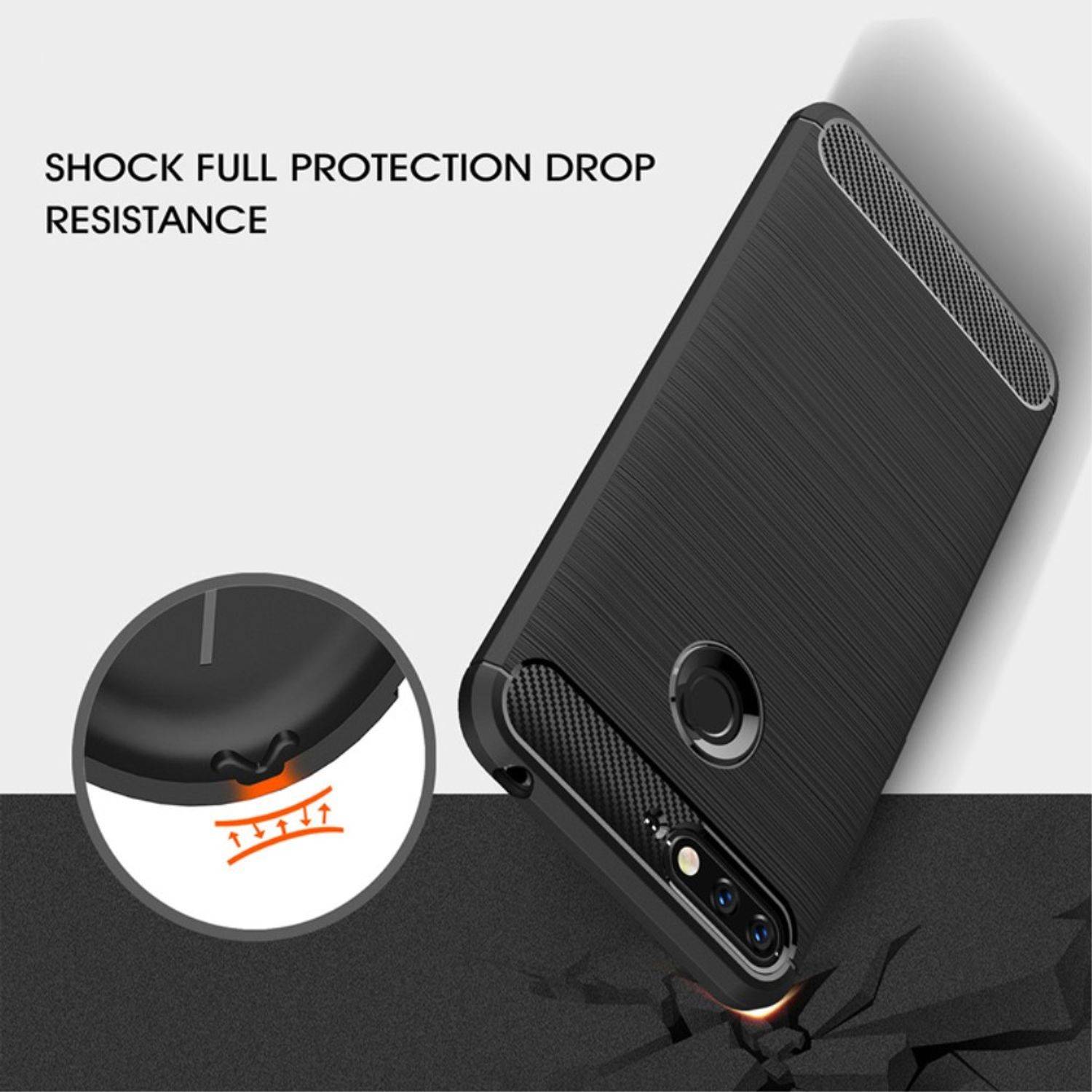 Huawei Honor 7A Handyhülle Carbon Optik Backcover Blau