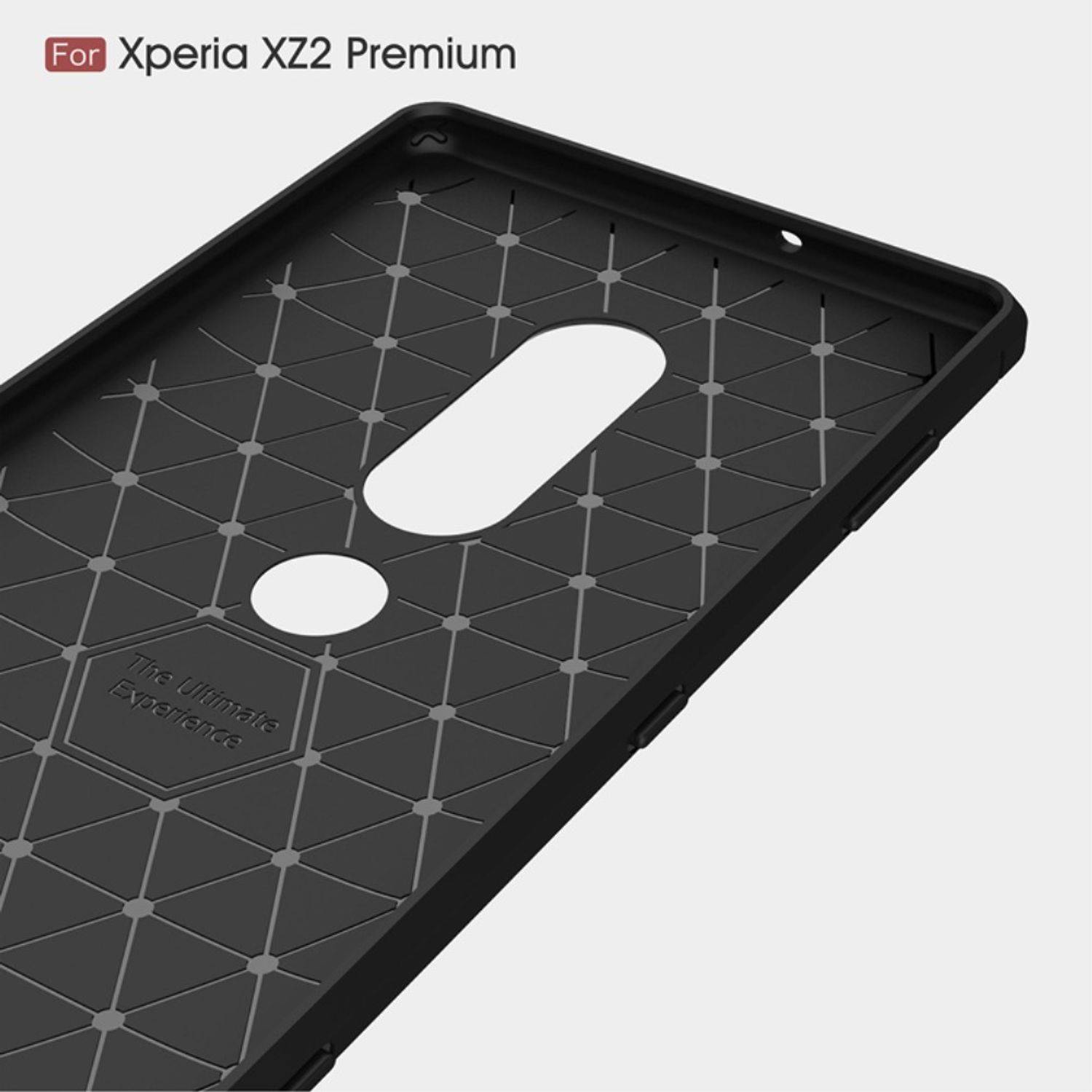 Sony Xperia XZ2 Premium Handyhülle Carbon Optik Backcover Grau