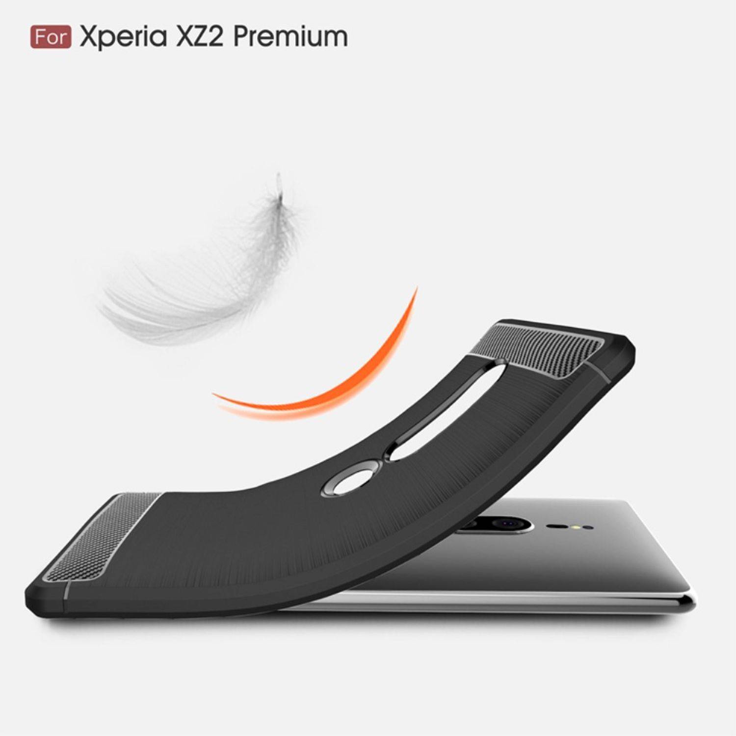 Sony Xperia XZ2 Premium Handyhülle Carbon Optik Backcover Grau