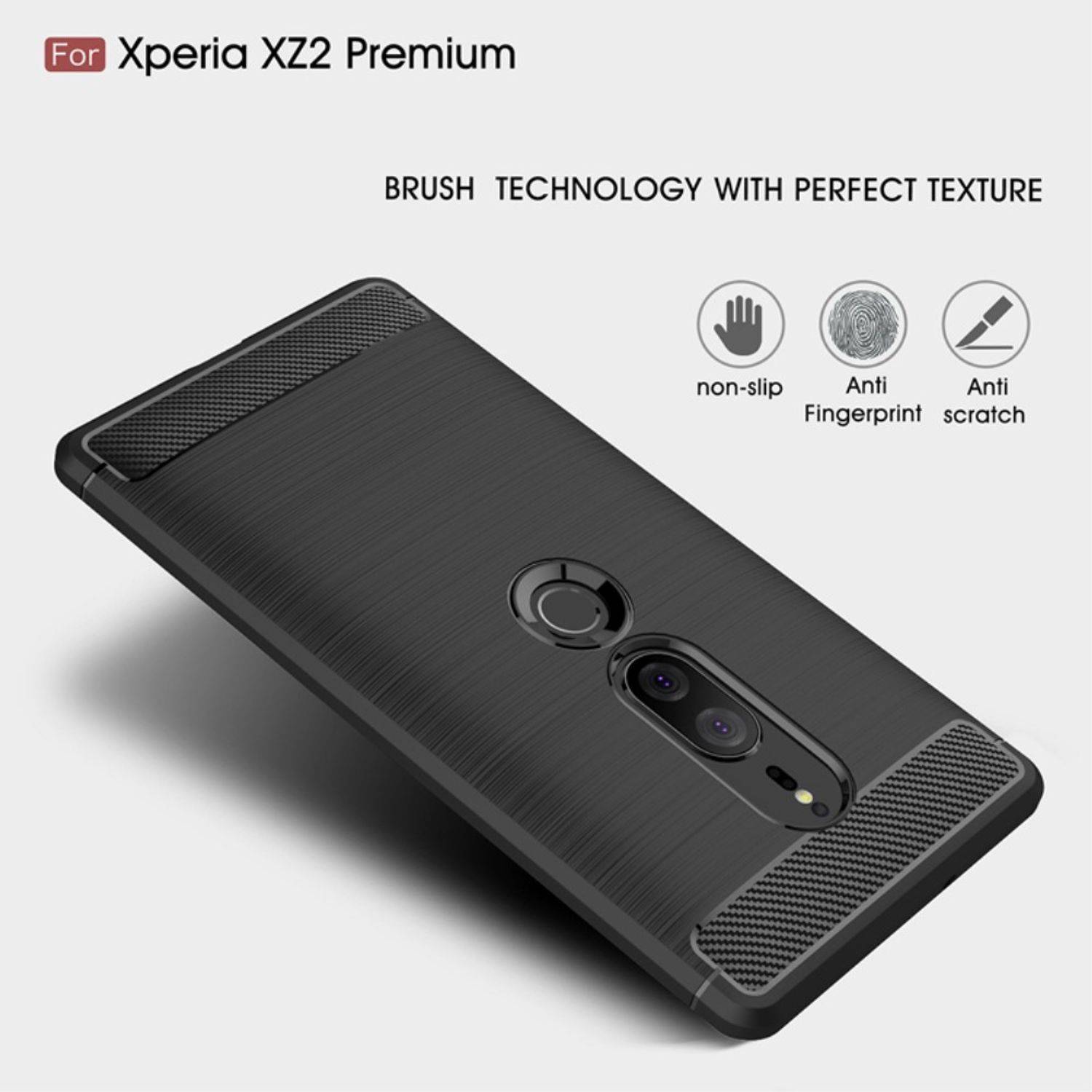 Sony Xperia XZ2 Premium Handyhülle Carbon Optik Backcover Grau
