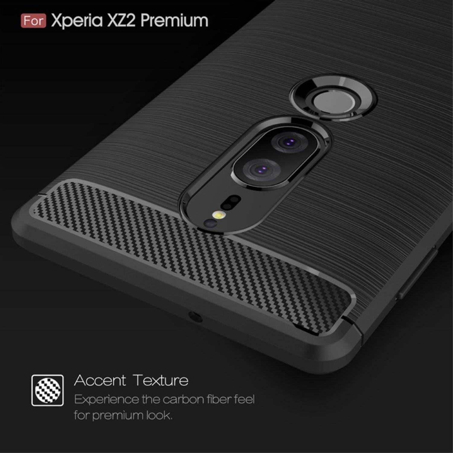 Sony Xperia XZ2 Premium Handyhülle Carbon Optik Backcover Grau
