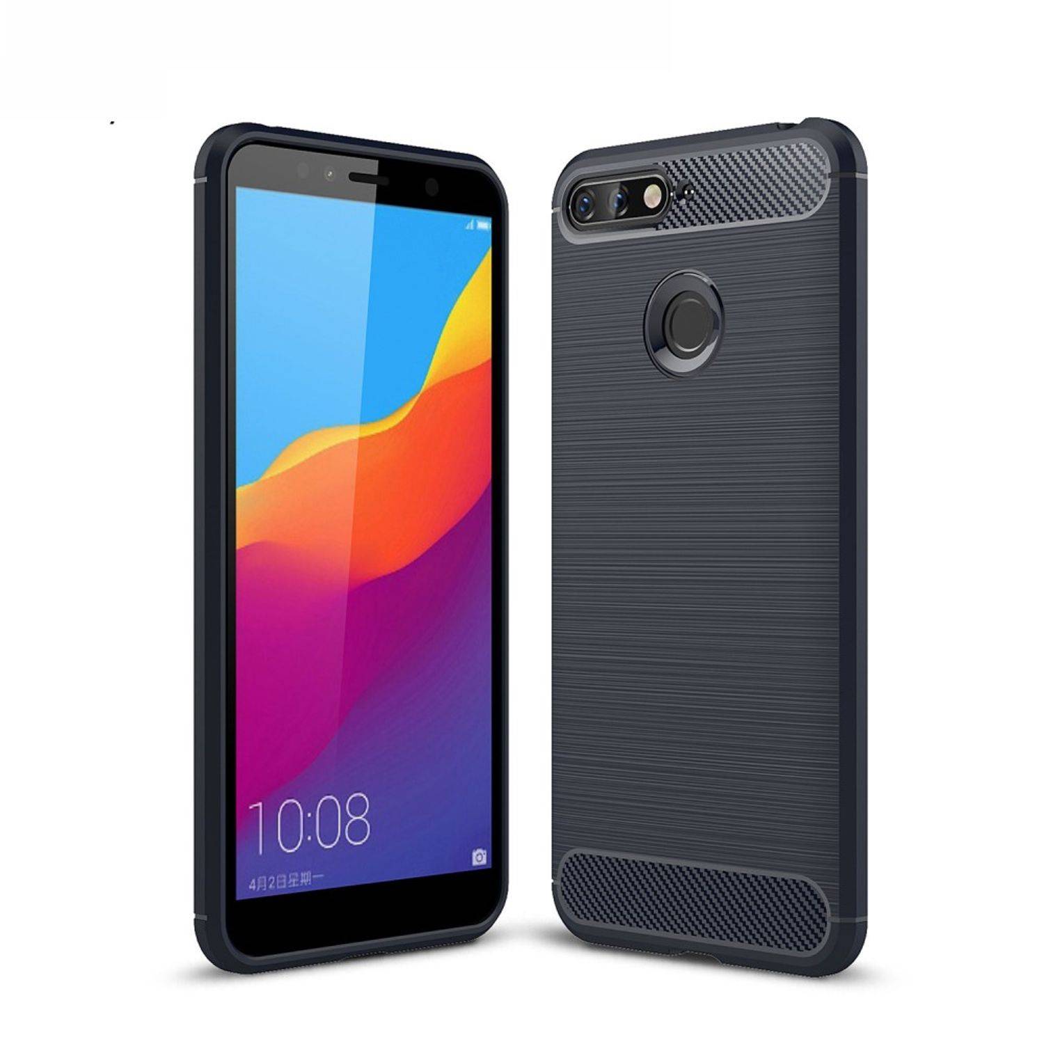Huawei Y6 (2018) Handyhülle Carbon Optik Backcover Blau