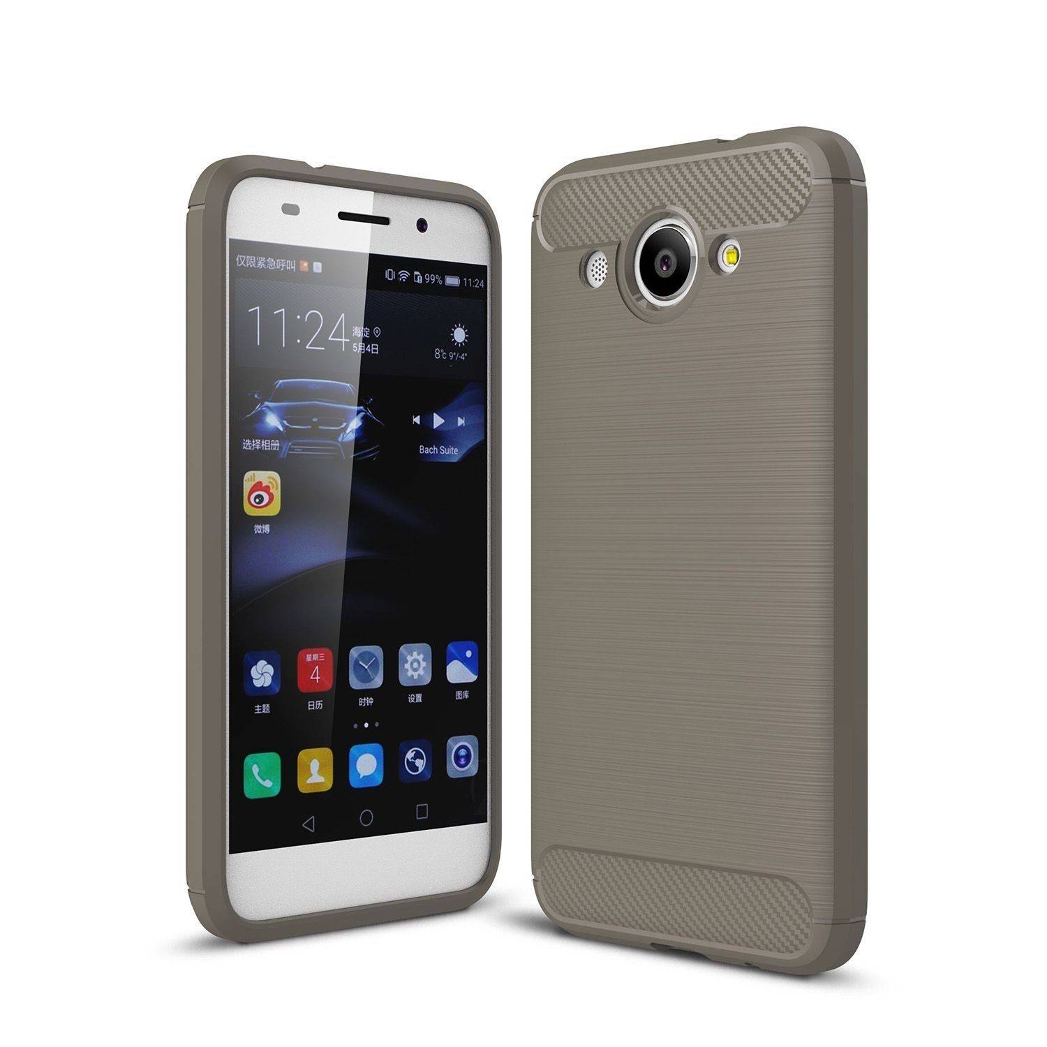 Huawei Y3 (2018) Handyhülle Carbon Optik Backcover Grau