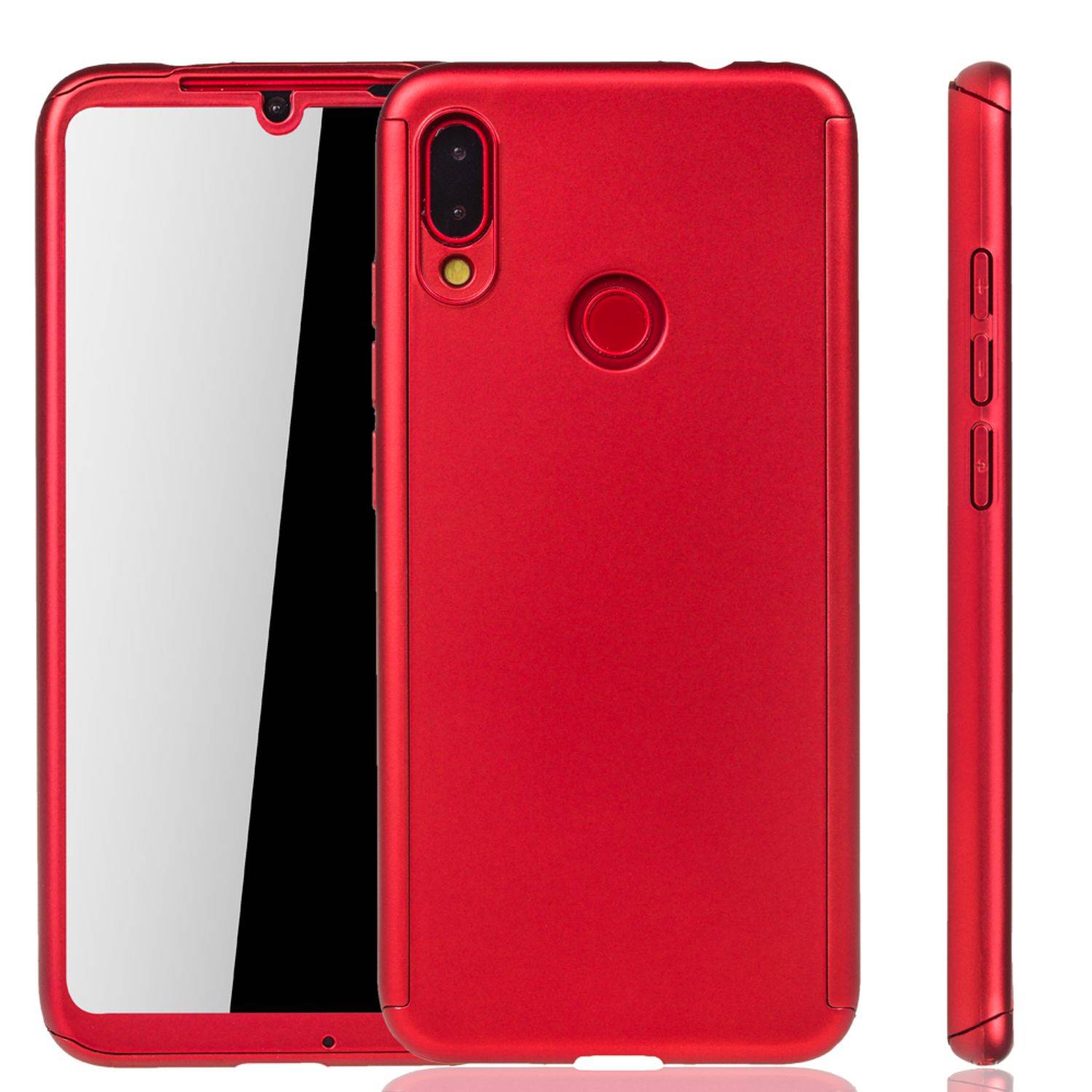 Xiaomi Redmi Note 7 / Redmi Note 7 Pro Handyhülle 360 Grad Schutz Full Cover Rot