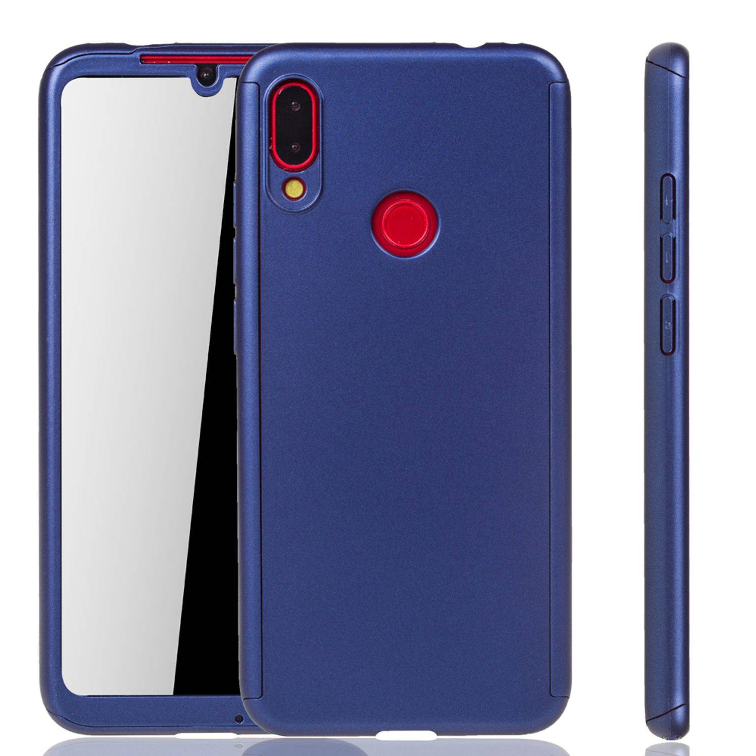 Xiaomi Redmi Note 7 / Redmi Note 7 Pro Handyhülle 360 Grad Schutz Full Cover Blau