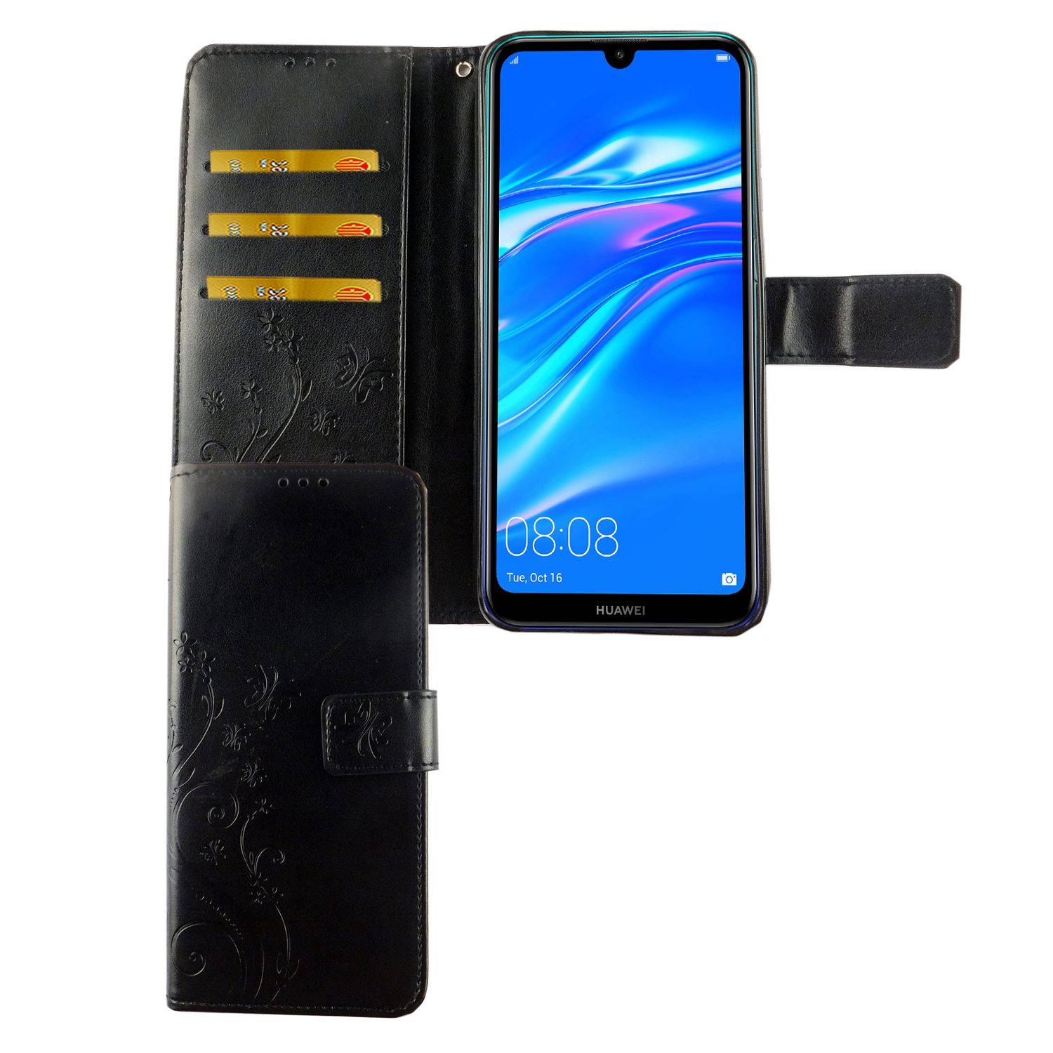 Huawei Y7 (2019) Handyhülle Bookcover Schwarz