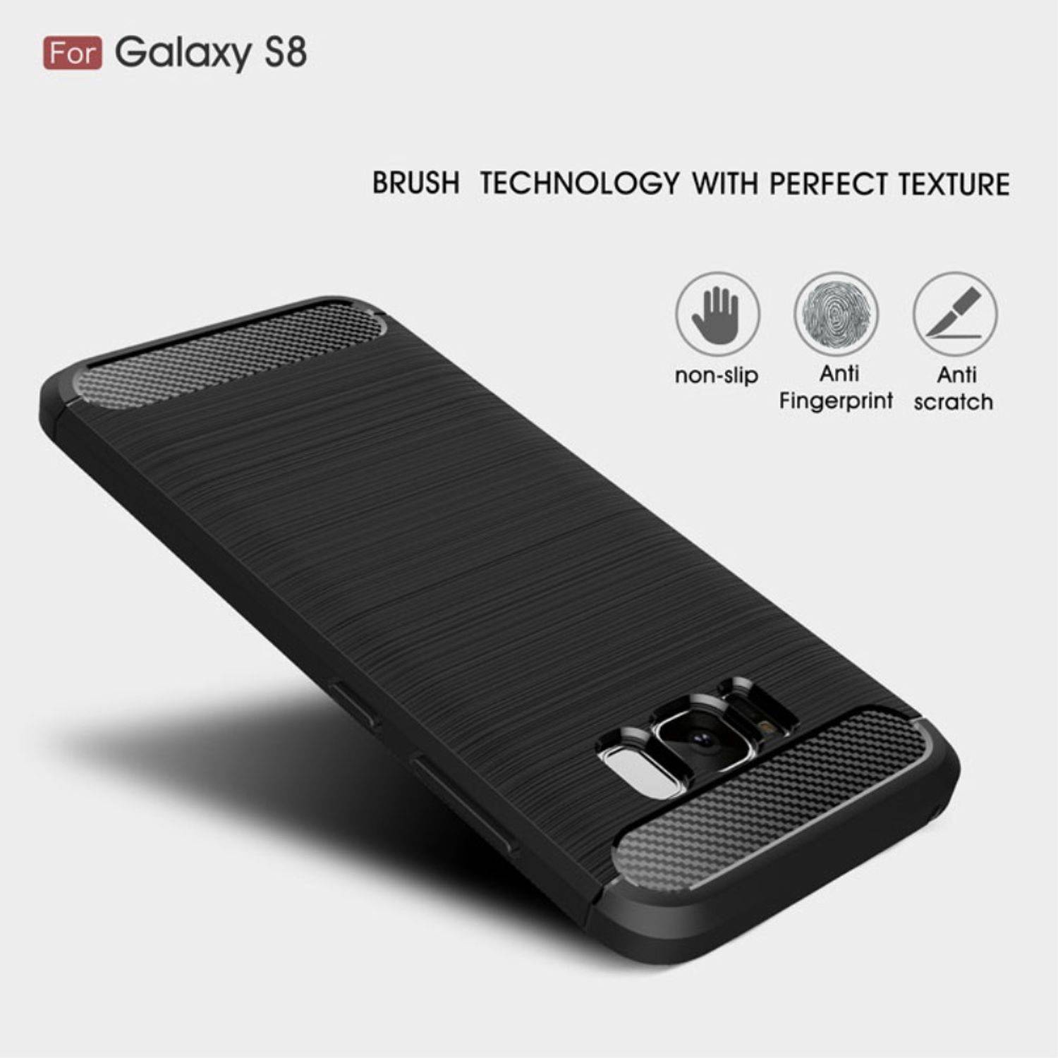 Samsung Galaxy S8 Handyhülle Carbon Optik Backcover Grau