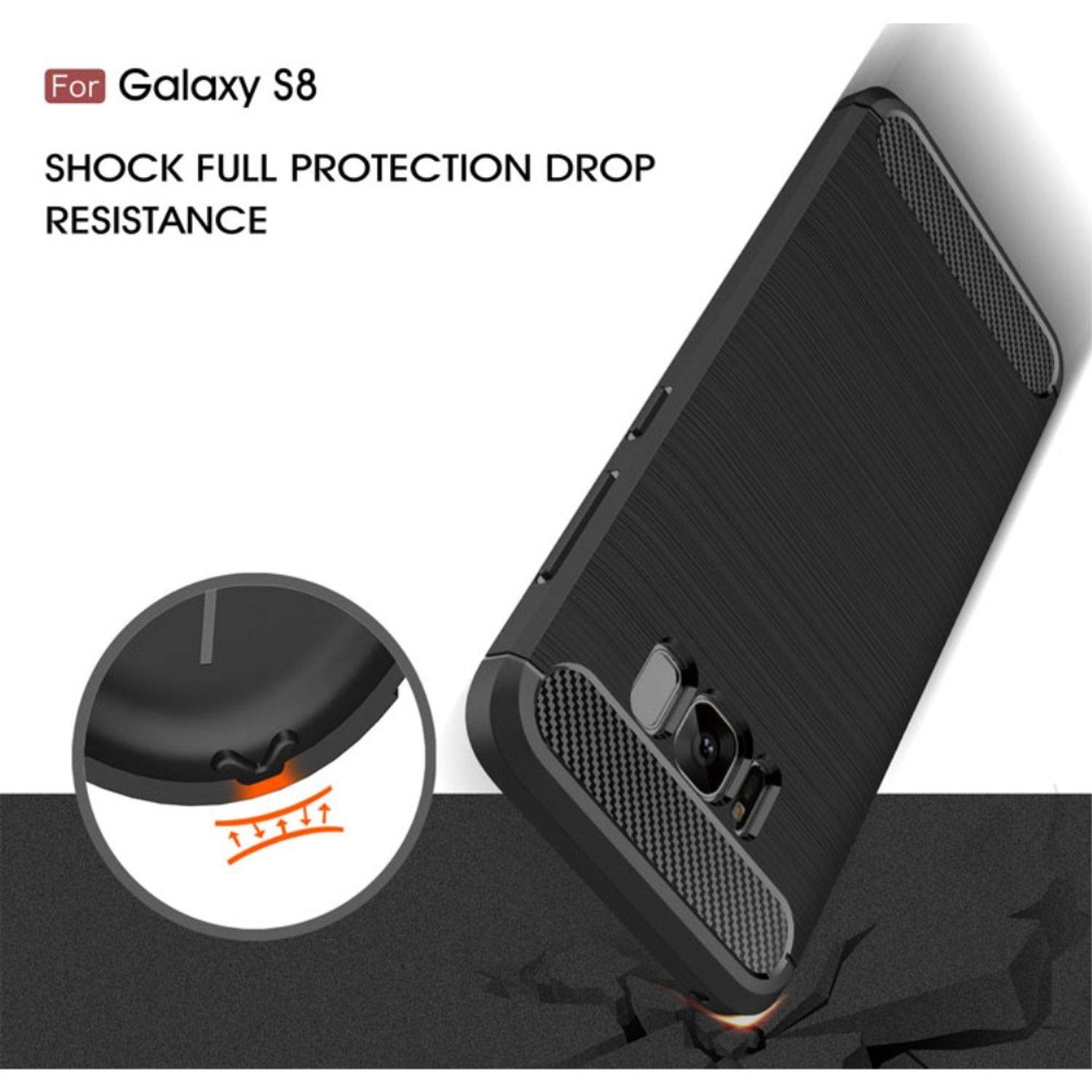 Samsung Galaxy S8 Handyhülle Carbon Optik Backcover Grau