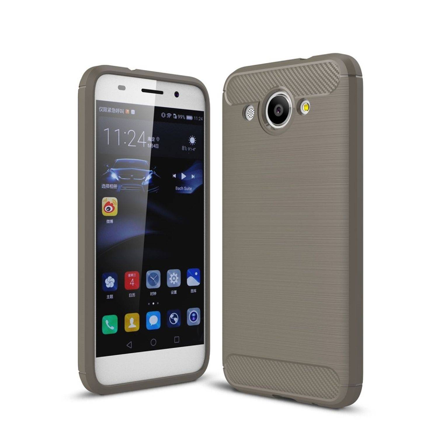 Huawei Y3 (2017) Handyhülle Carbon Optik Backcover Grau