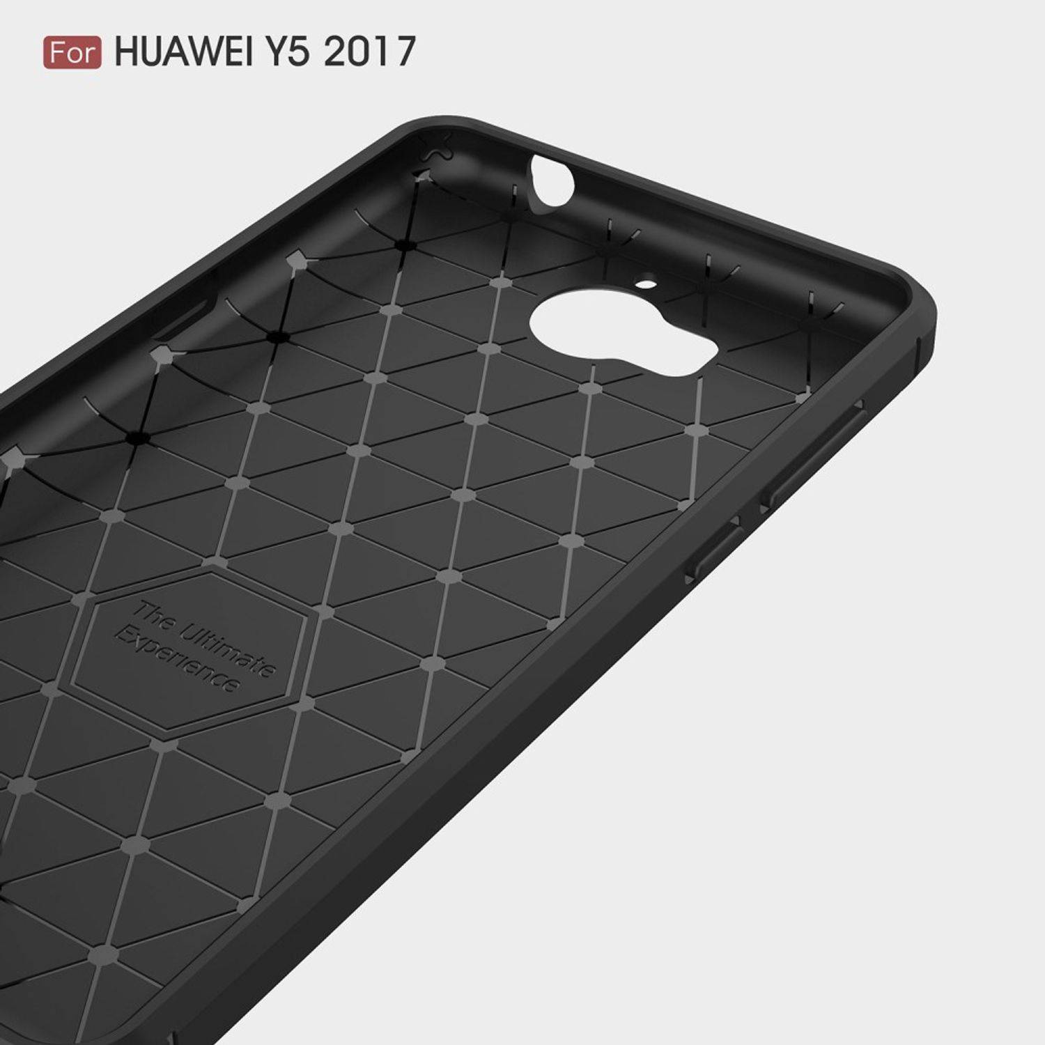 Huawei Y5 (2017) Handyhülle Carbon Optik Backcover Schwarz