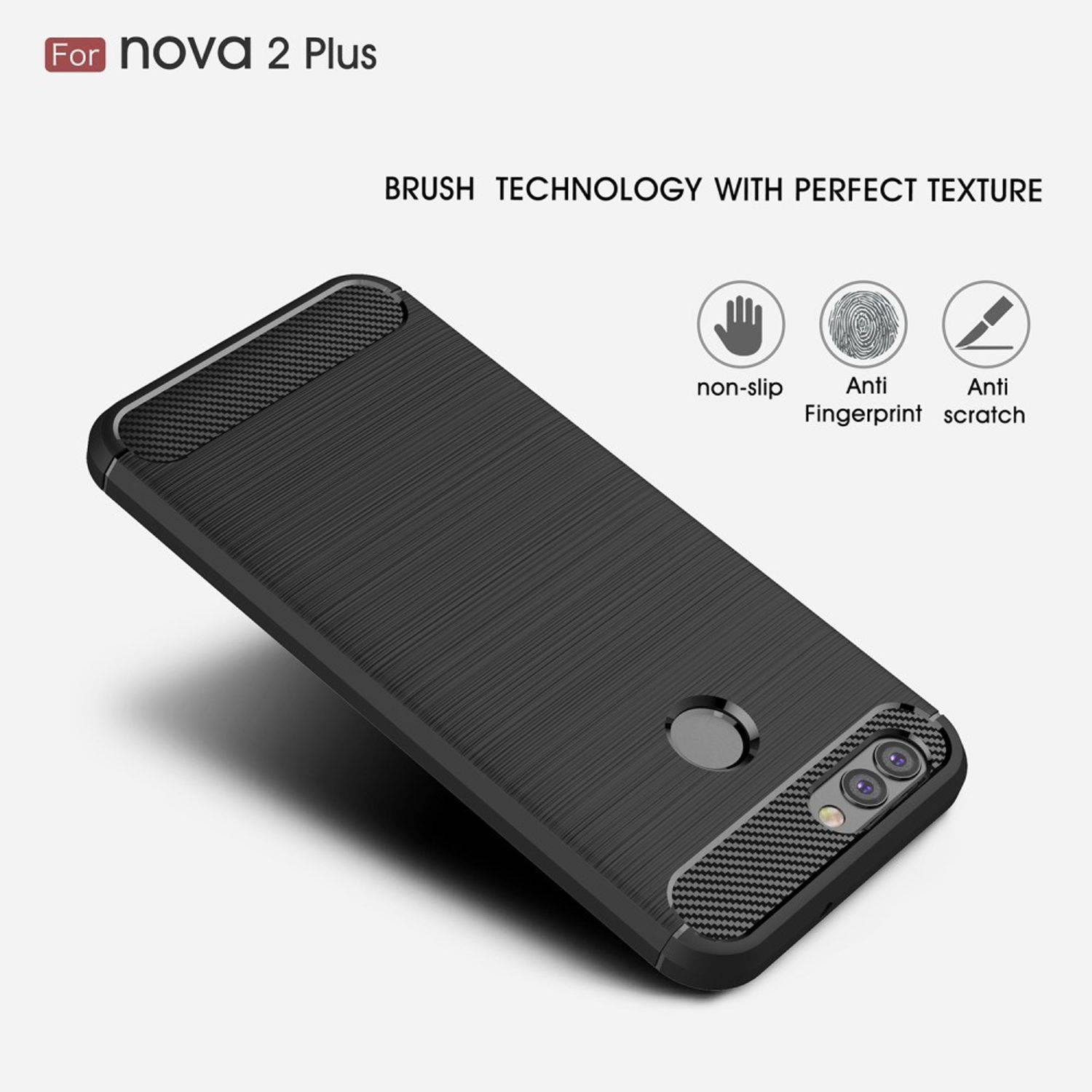 Huawei Nova 2 Plus Handyhülle Carbon Optik Backcover Blau