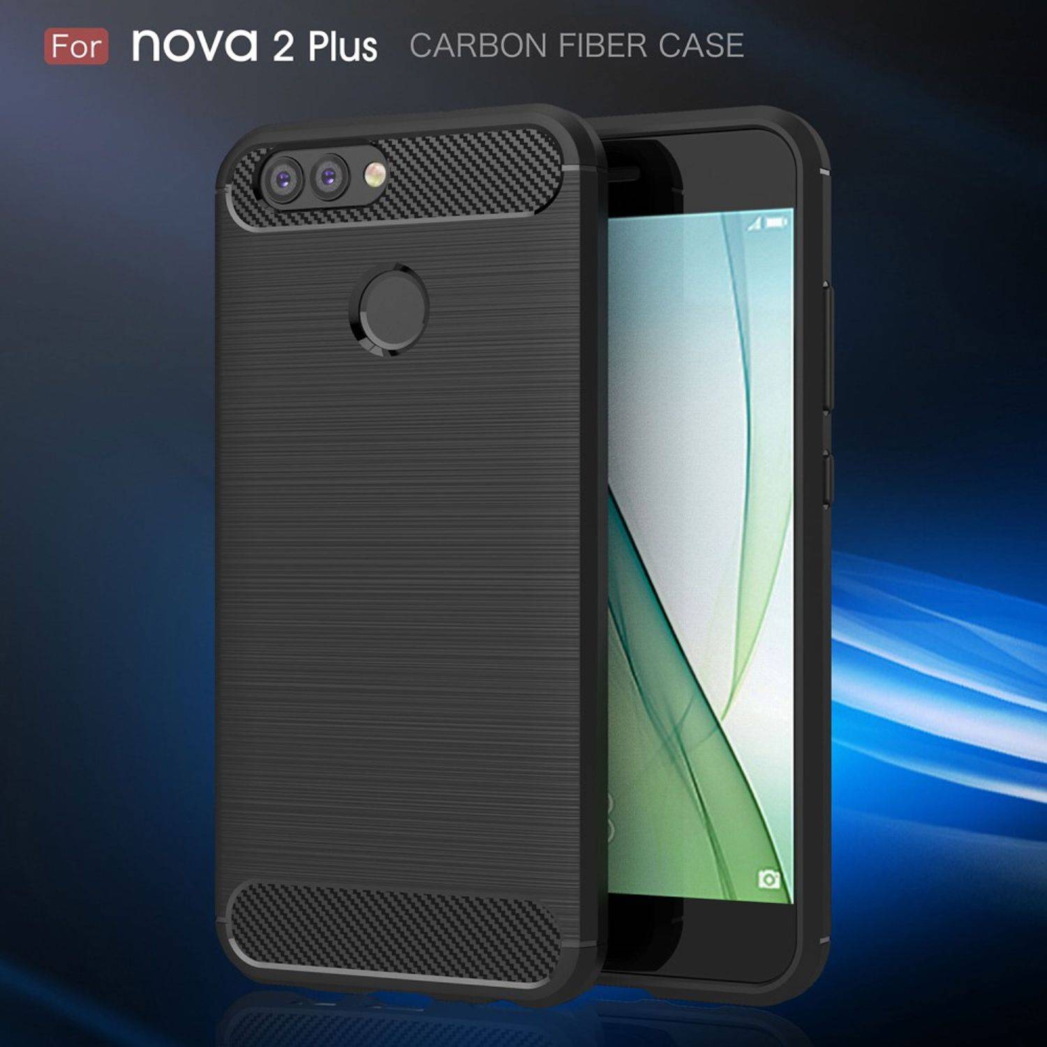 Huawei Nova 2 Plus Handyhülle Carbon Optik Backcover Blau